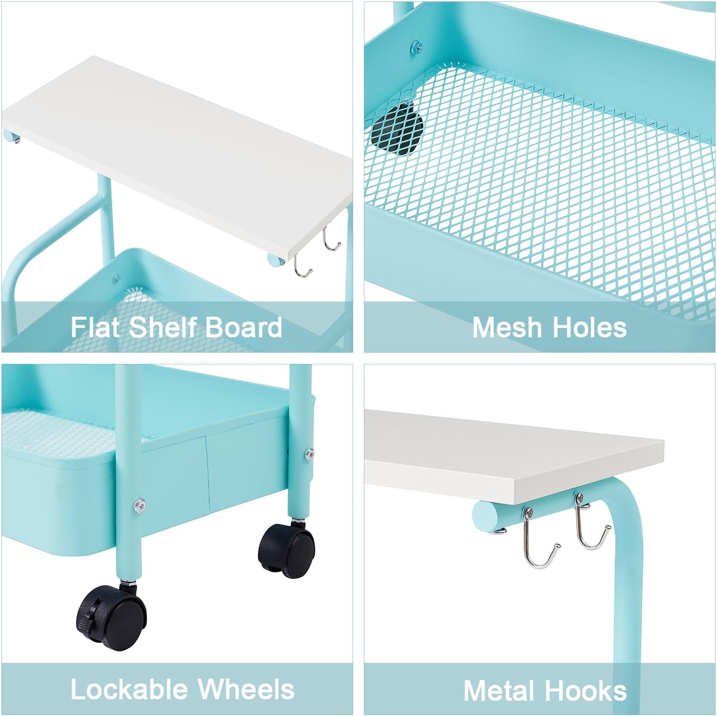 Storage Rolling Cart, 3 Tier Utility Cart Storage Unit Organizers