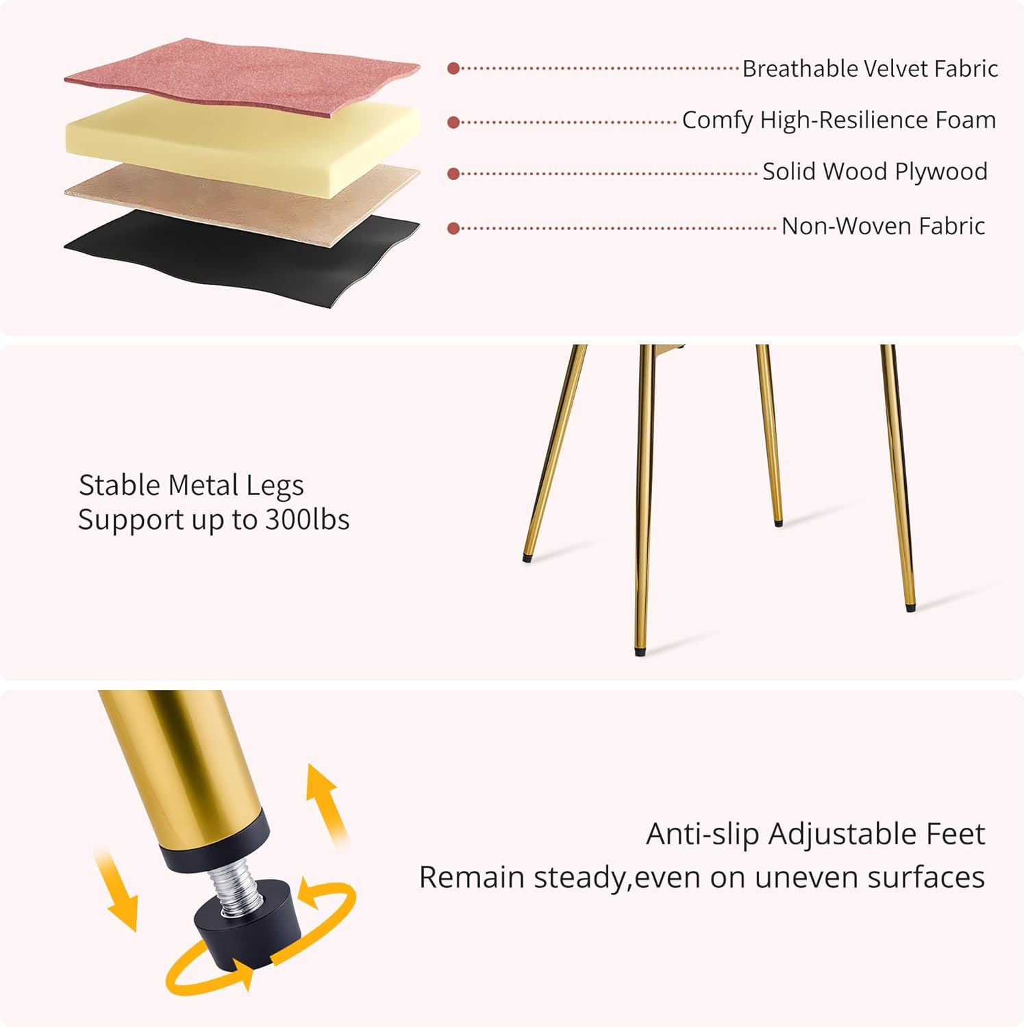 VECELO Velvet Dining Chairs Set of 6