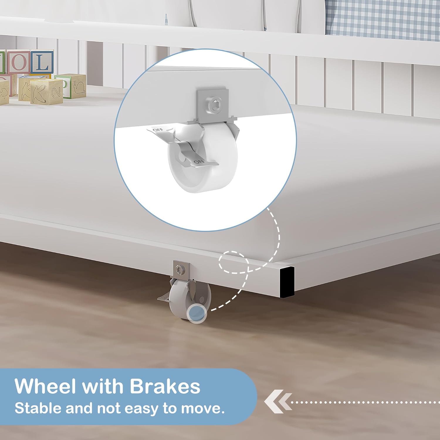 VECELO Bunk Bed Twin Over Twin with Trundle, Metal Bunkbeds with Ladder and Full-Length Guardrail - VECELO