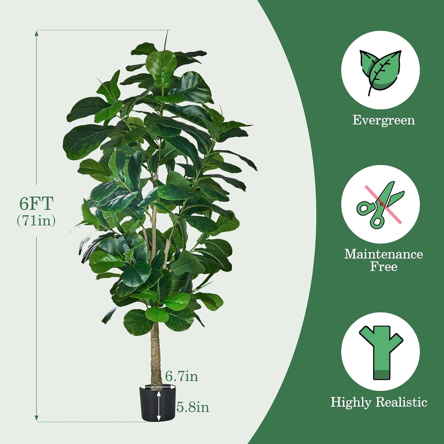 VECELO 6ft Artificial Fiddle Leaf Fig Tree