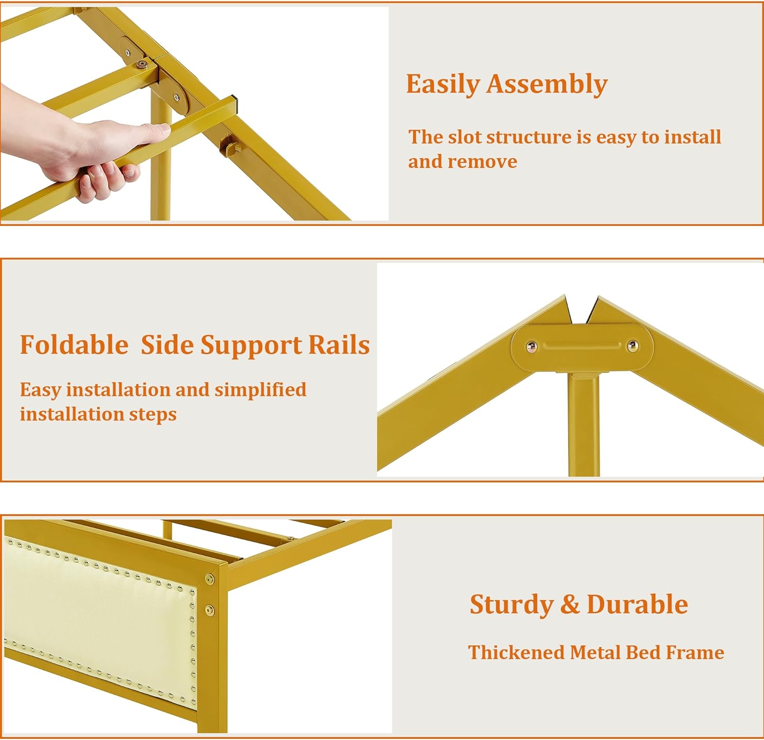 VECELO Bed Frame with Linen Fabric Headboard and Footboard No Box Spring Needed - VECELO