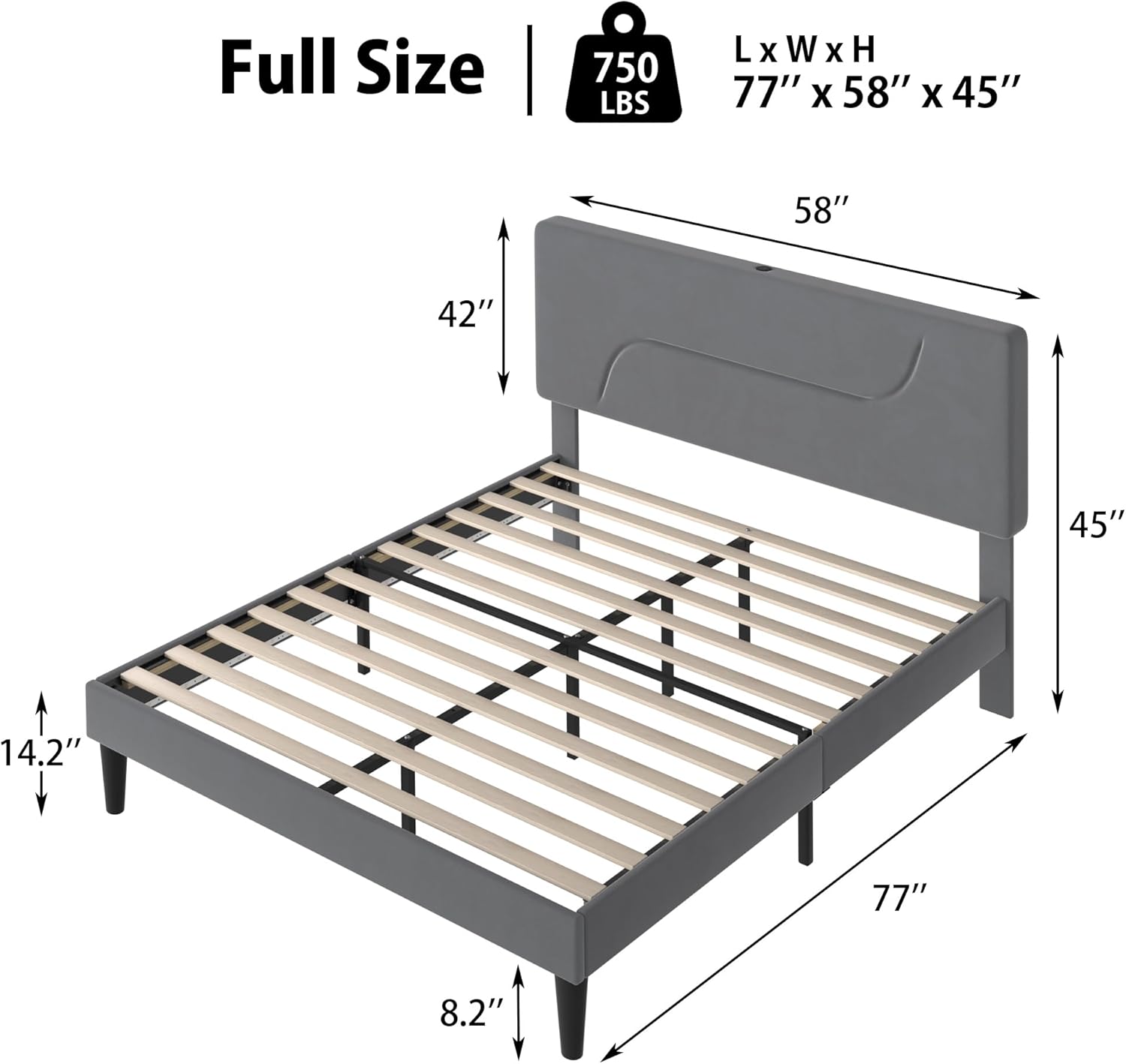 VECELO Bed Frame with LED Lights - VECELO