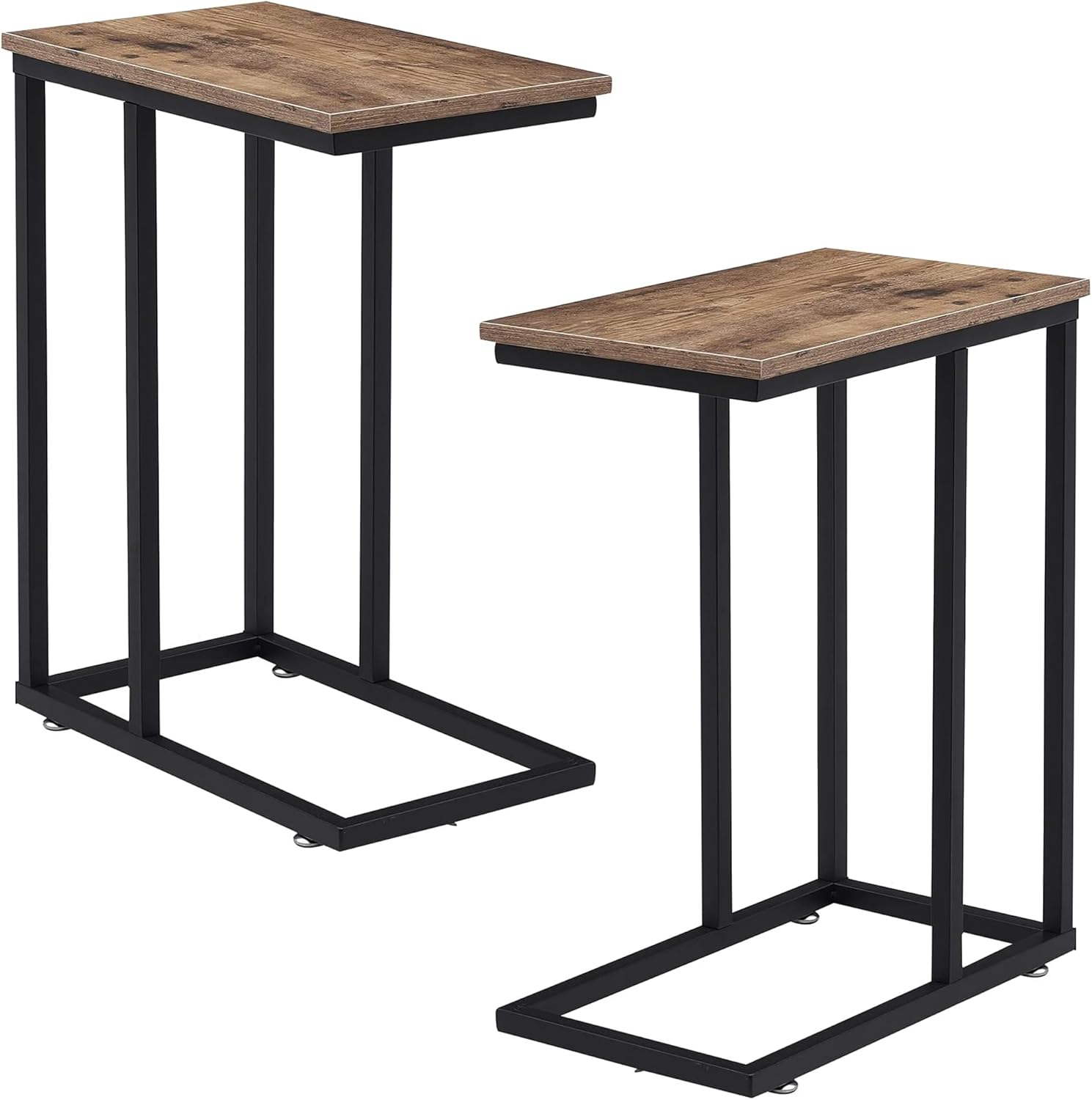 VECELO C Shaped End Side Table for Sofa Couch and Bed Snack TV Tray - VECELO