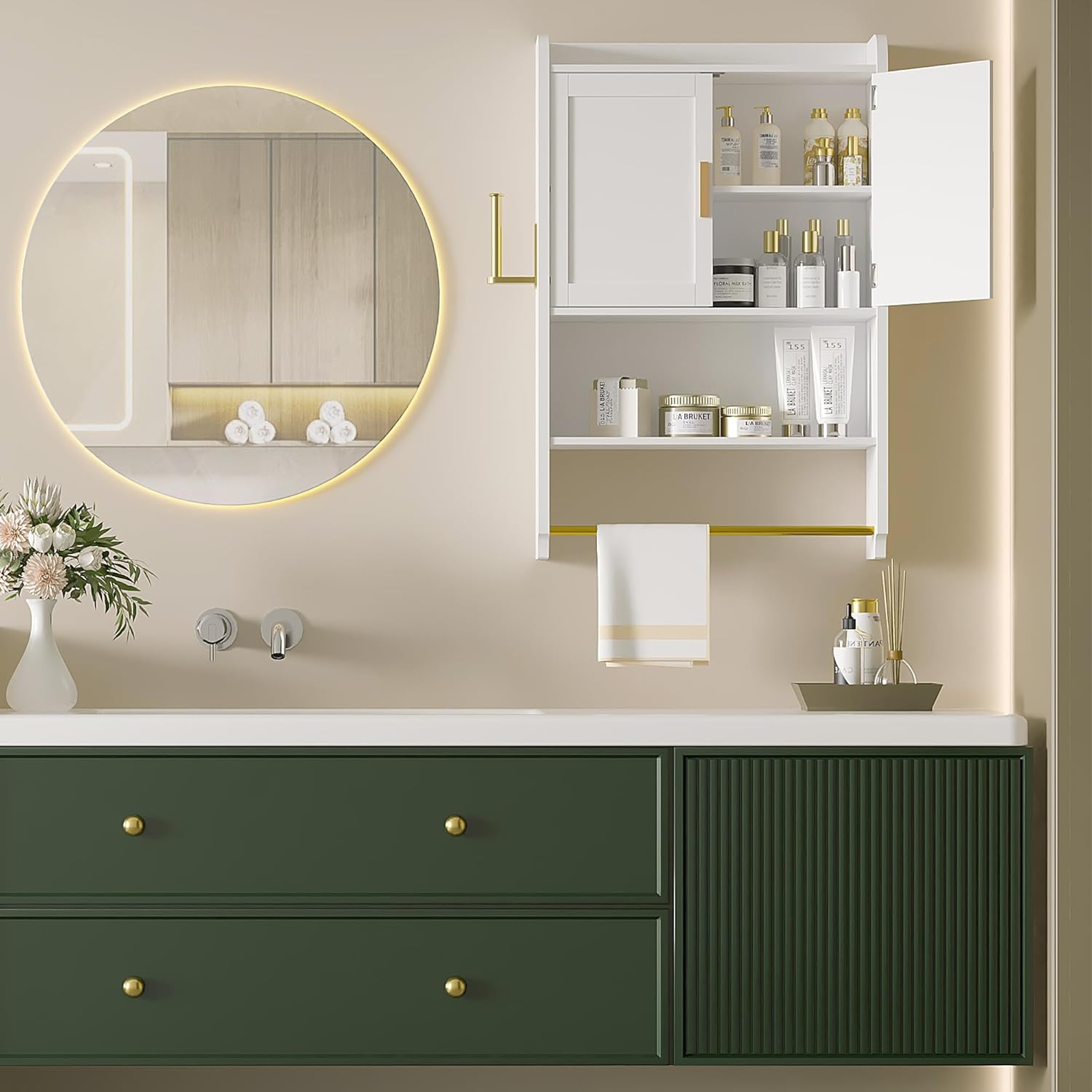 VECELO Bathroom Wall Cabinet, Wall Mounted Medicine Cabinet - VECELO