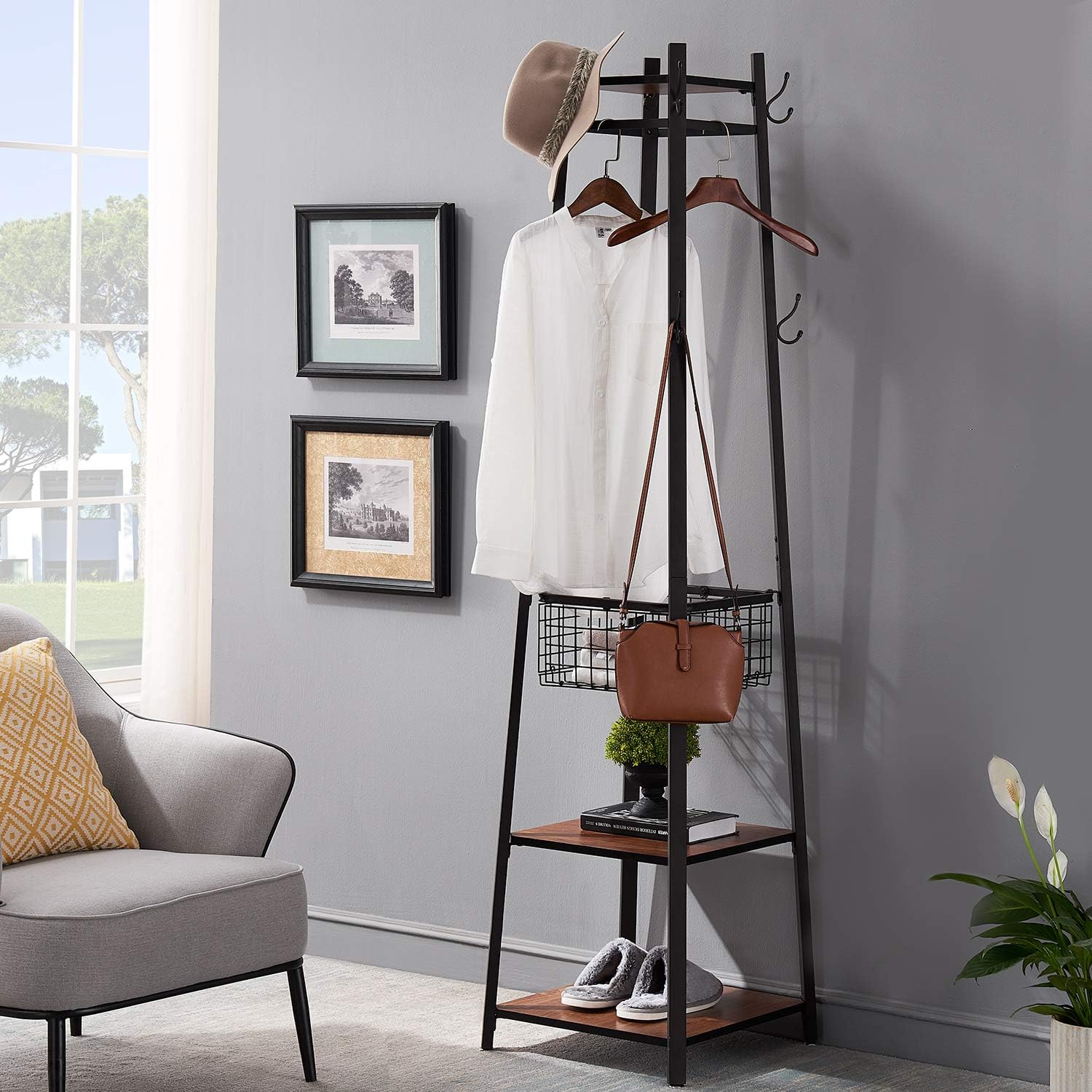 VECELO Coat Rack Freestanding Hall Tree - VECELO