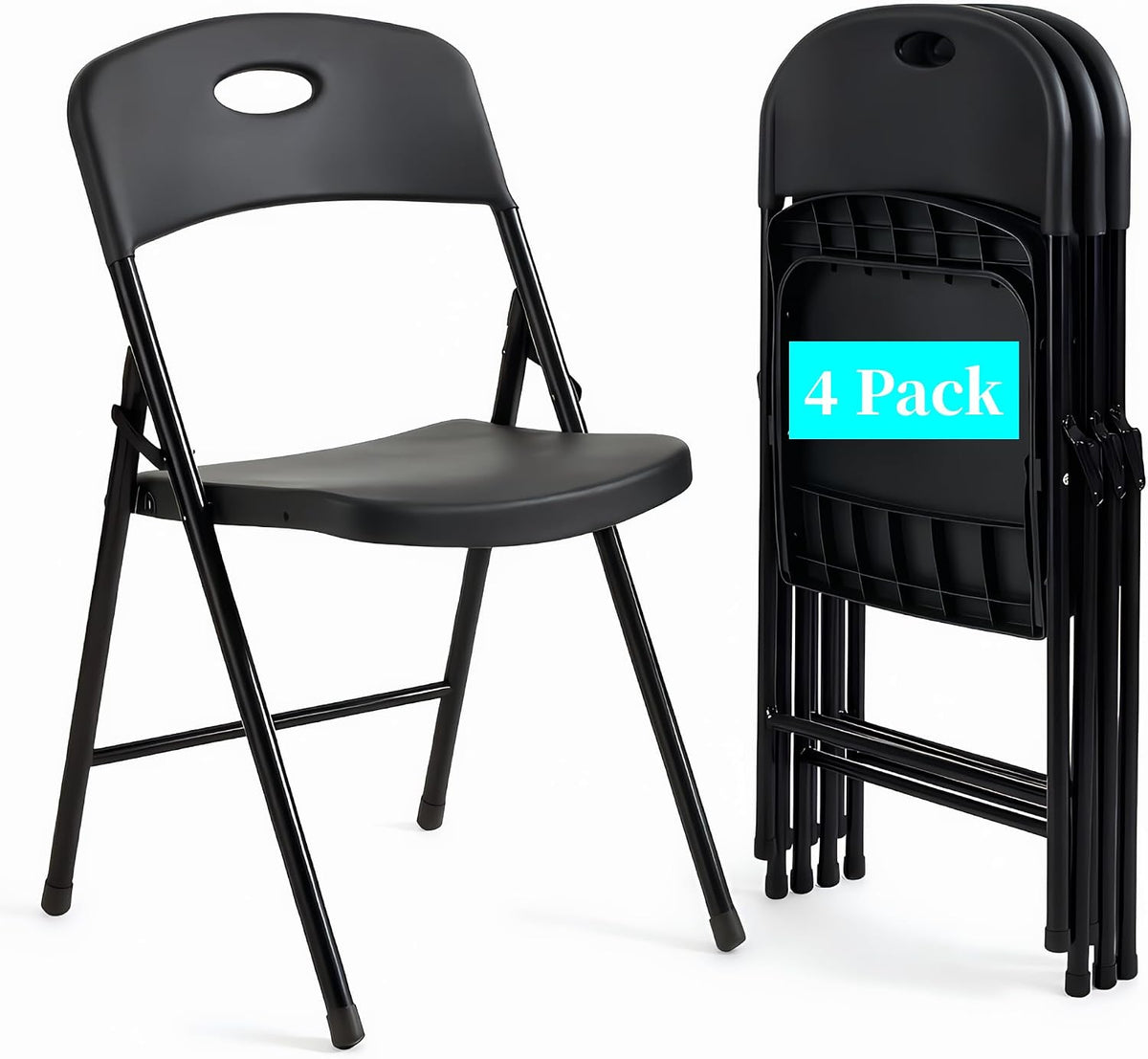 VECELO Folding Chairs 4 Pack for Indoor/Outdoor Use