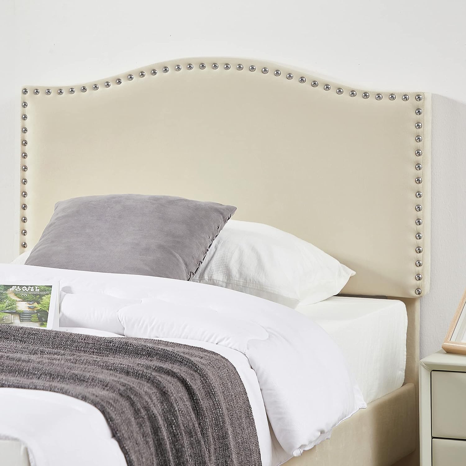 VECELO Bed Frame Platform with Upholstered Headboard & Wooden Slats Support - VECELO