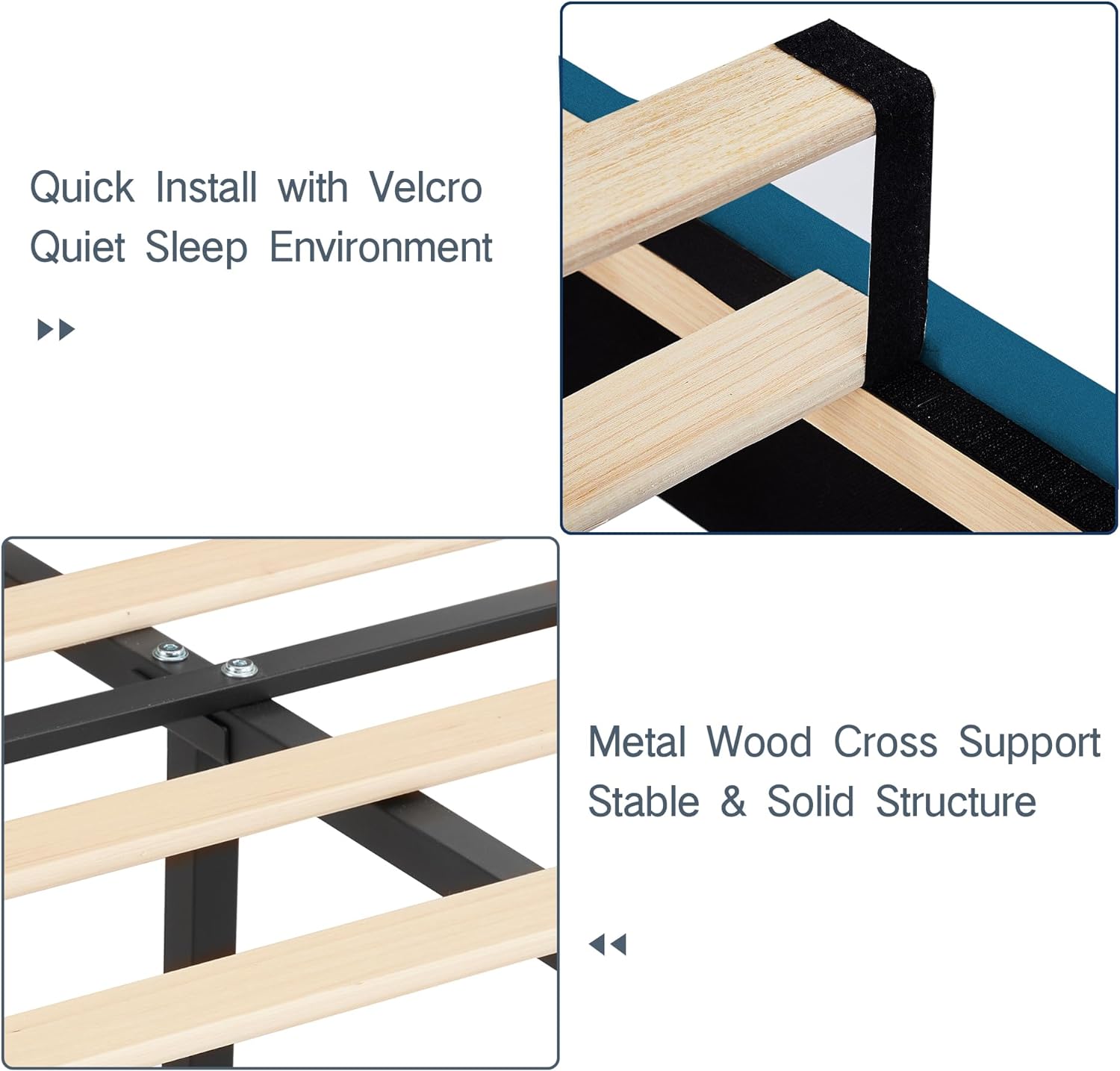 VECELO Upholstered Platform Bed,Mattress Foundation with Headboard