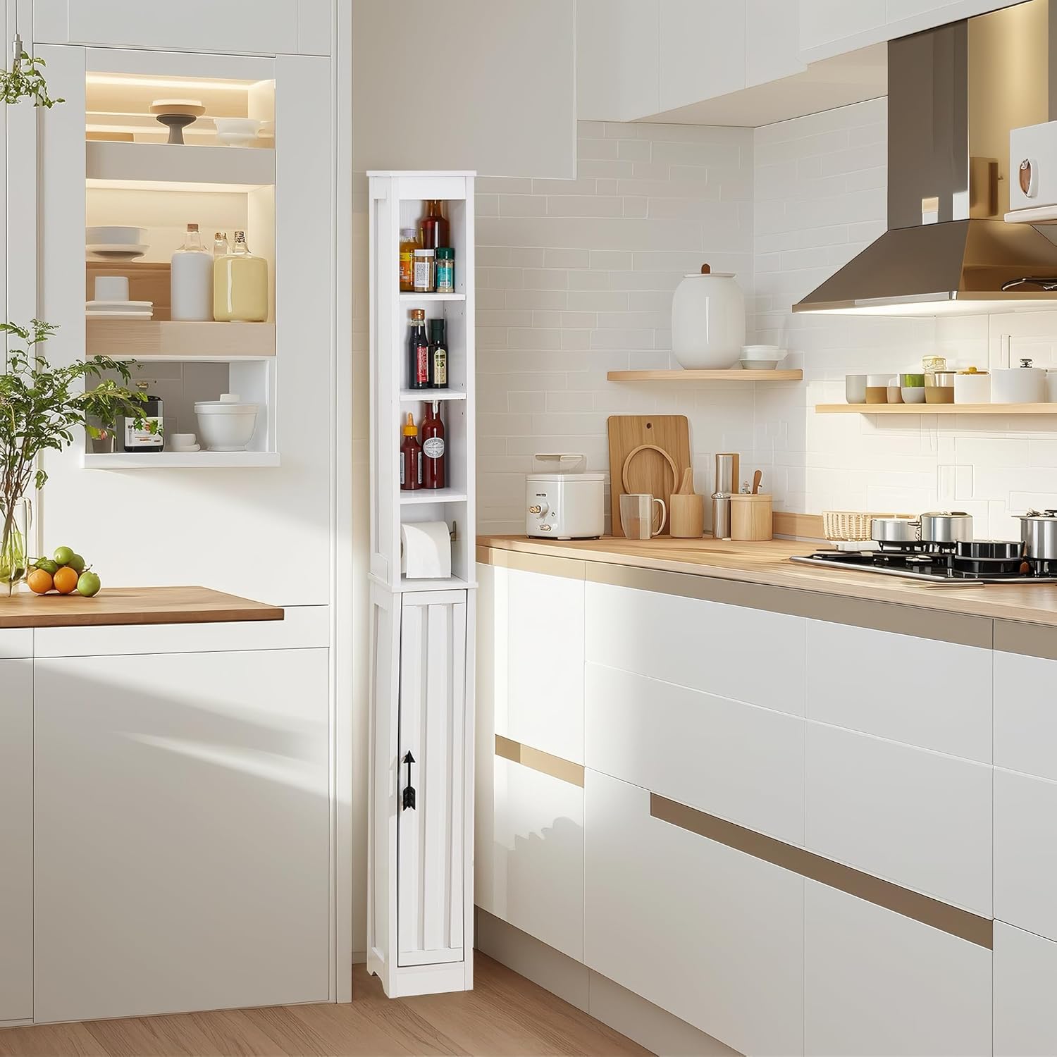 VECELO Bathroom Tall Cabinet with Adjustable Shelves - VECELO