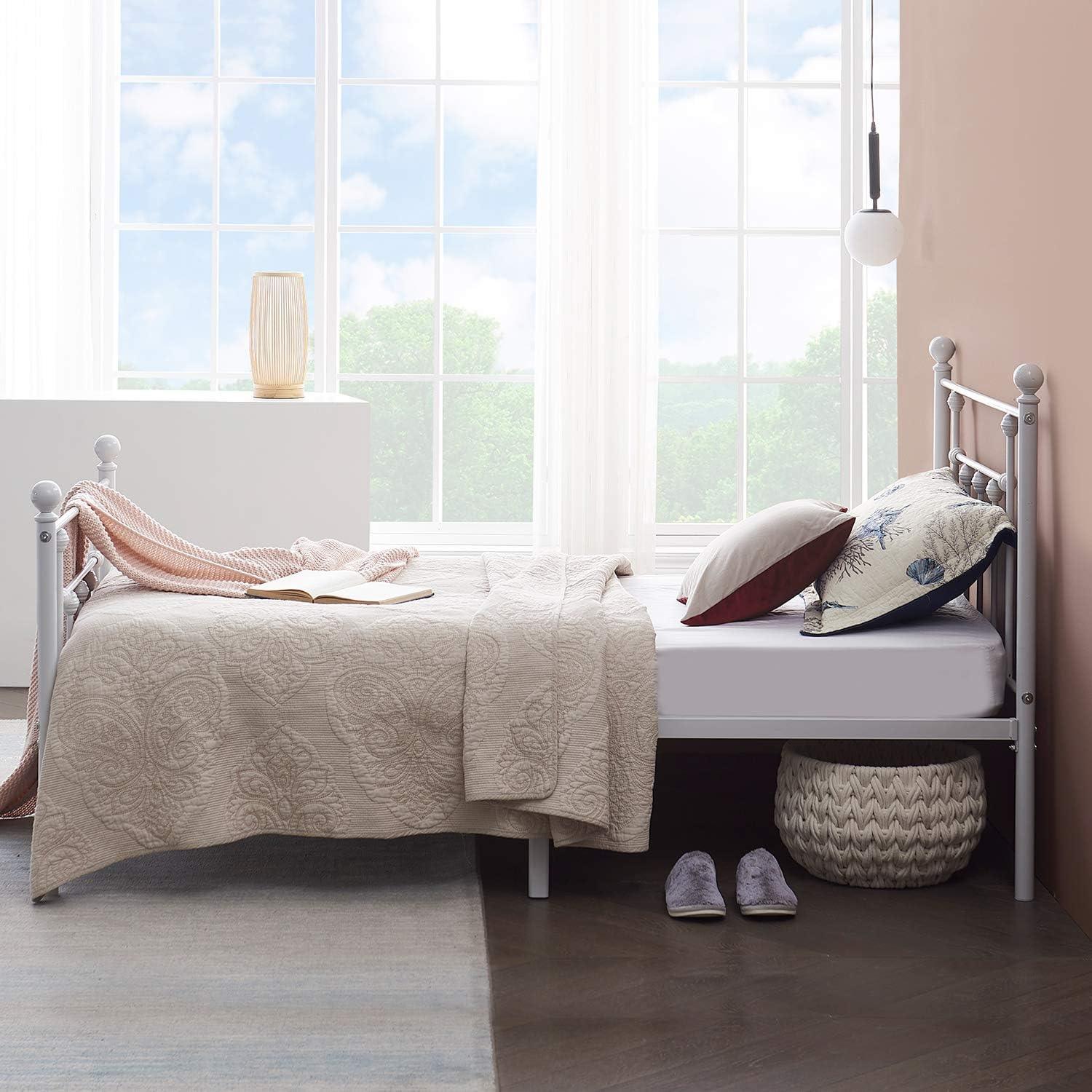 Modern Metal Platform Bed Frame Mattress Foundation with Headboard and Footboard