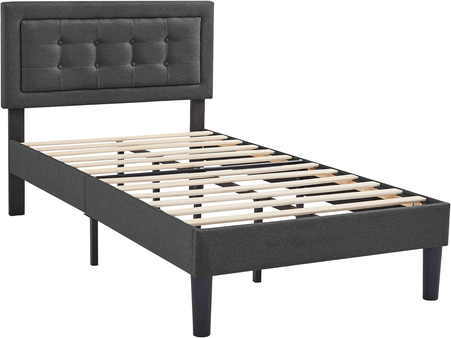 VECELO Upholstered Platform Bed Frame with Height Adjustable Headboard