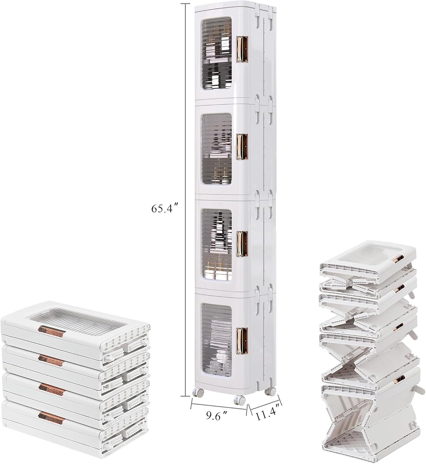 VECELO 4-Tier Tall Narrow Storage Cabinet with Movable Wheels - VECELO