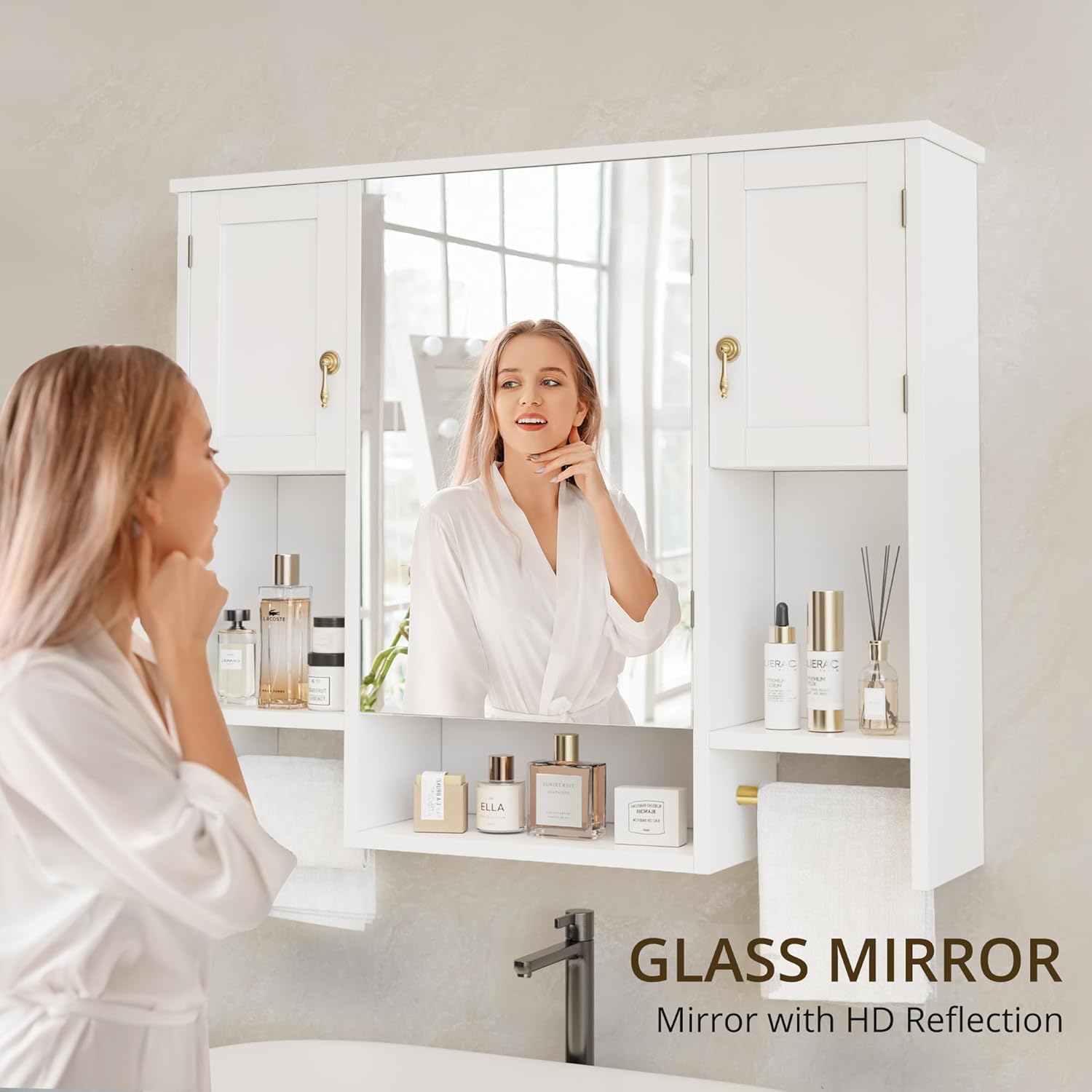VECELO Bathroom Wall Cabinet with Mirror