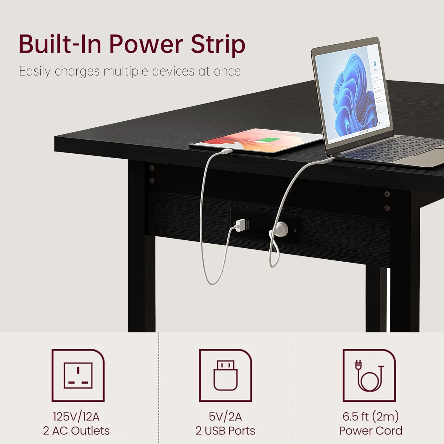 VECELO 7-Piece Dining Table Set with 6 Square Stools