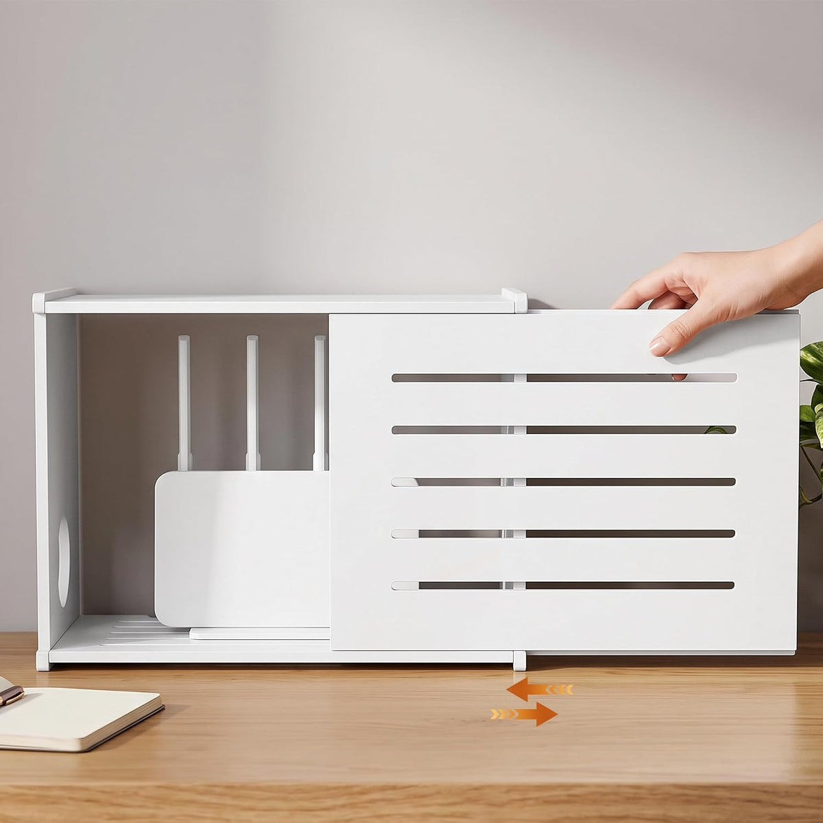 VECELO Router Box Hider WiFi Router Storage Cabinet White