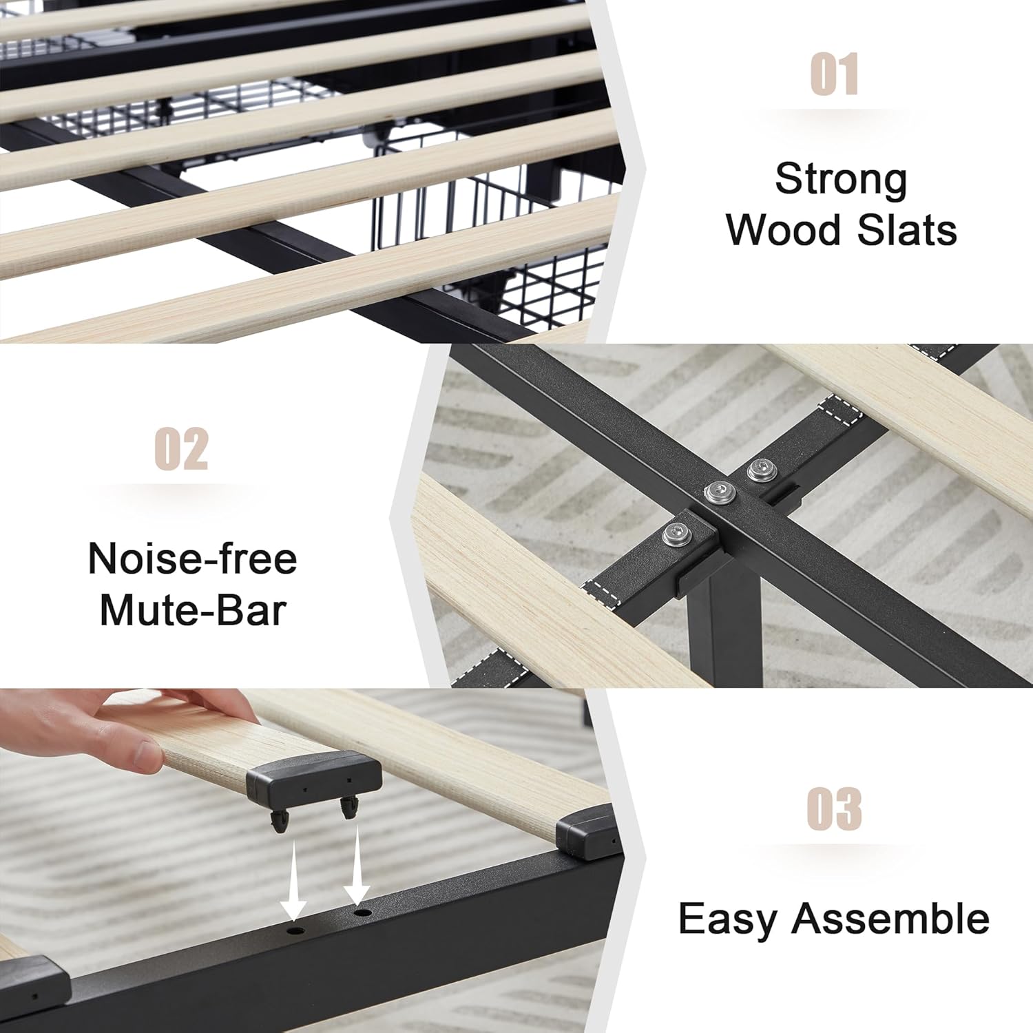 VECELO Upholstered Bed Frame with 4 Storage Drawers and Adjustable Velvet Headboard