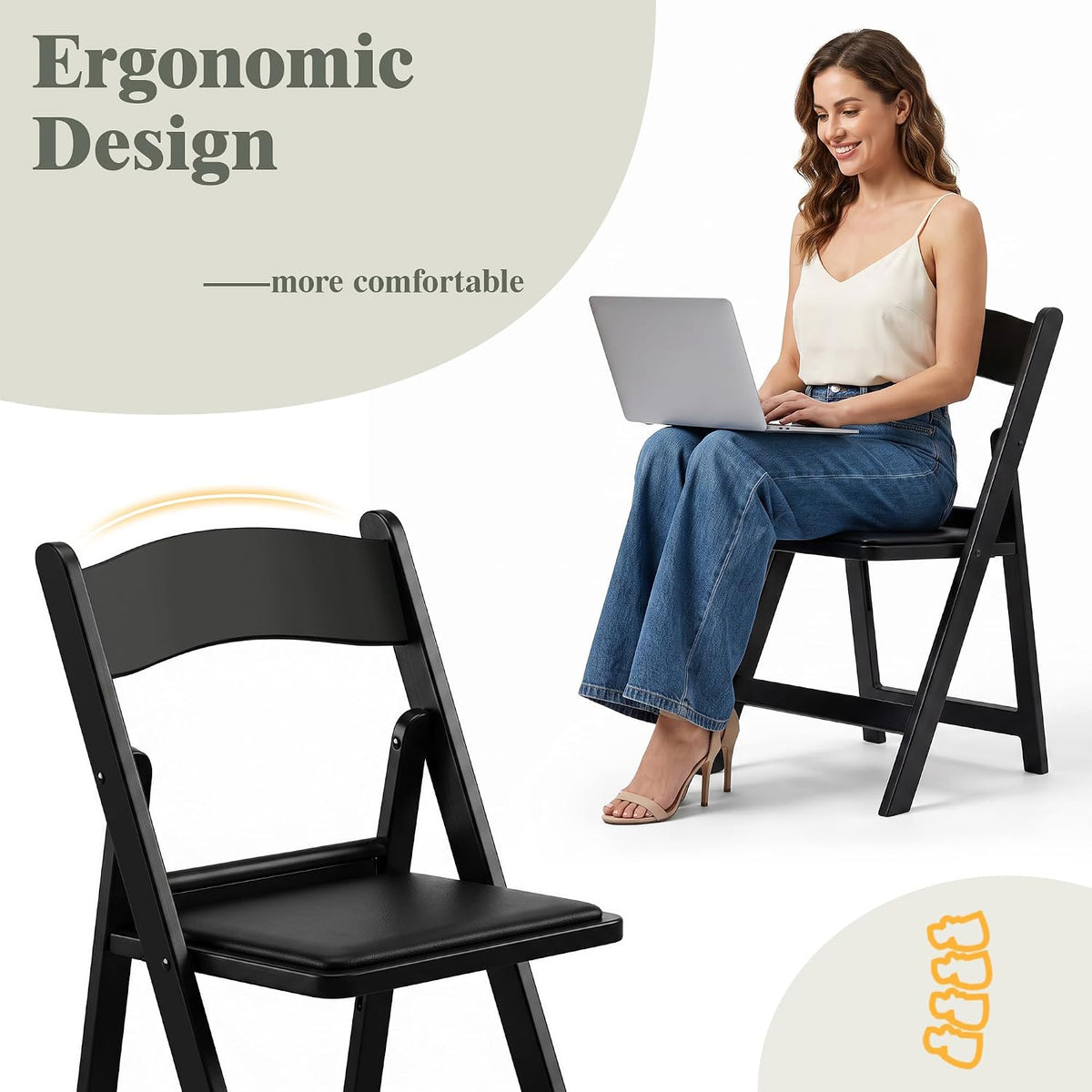 VECELO Folding Chair with Padded Seat Foldable Resin Dining Chairs for Indoor Outdoor Use