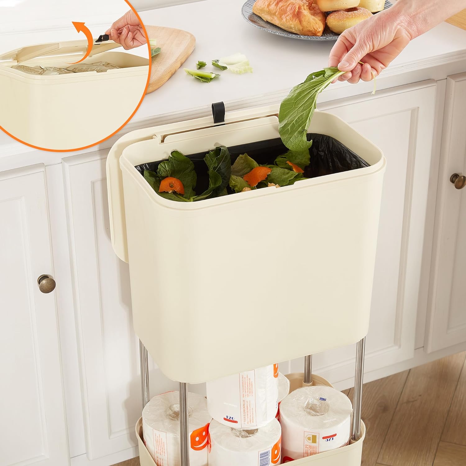 VECELO Kitchen Trash Can with Lid