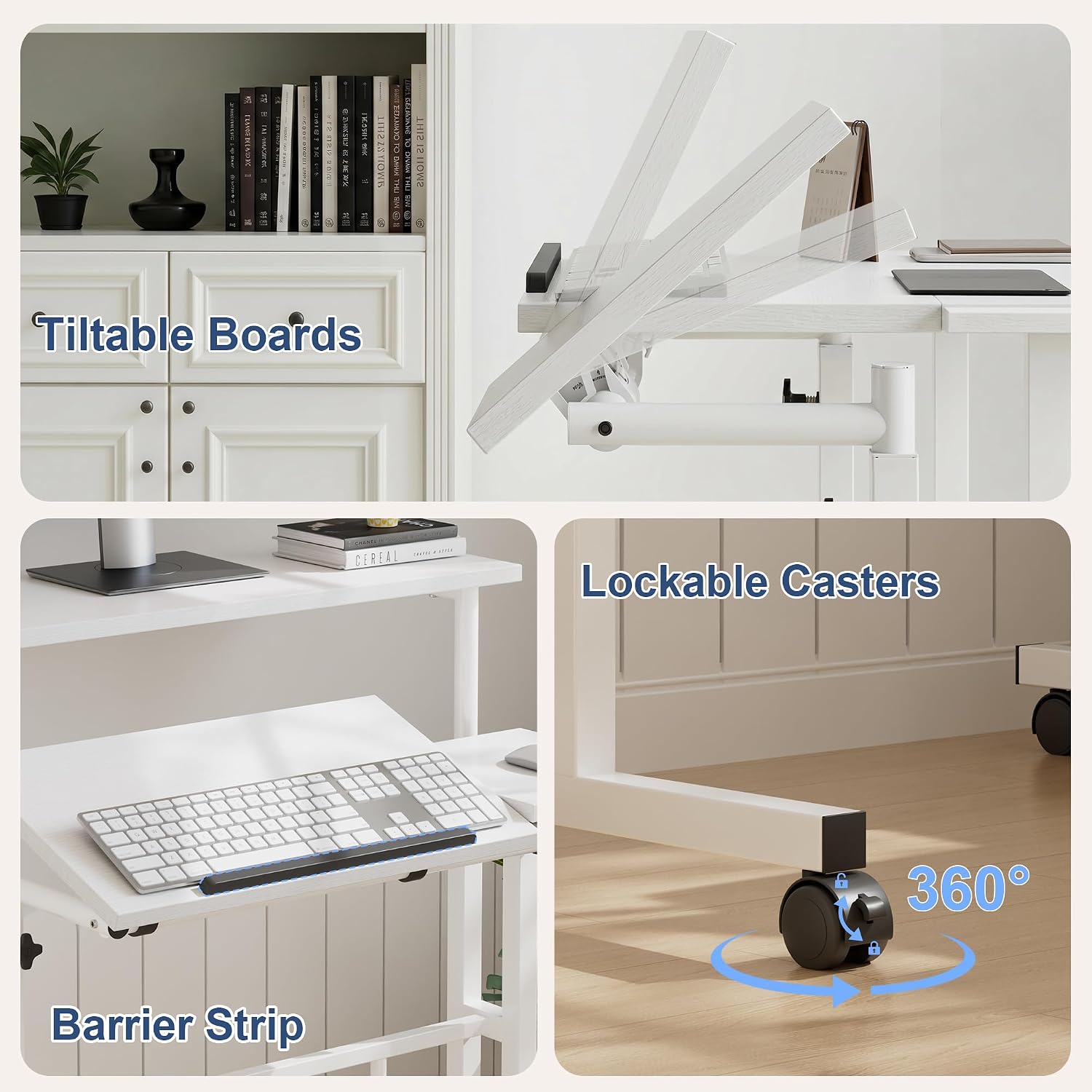 VECELO Mobile Small Standing Desk Adjustable Height, Computer Workstations with Tiltable Tabletop