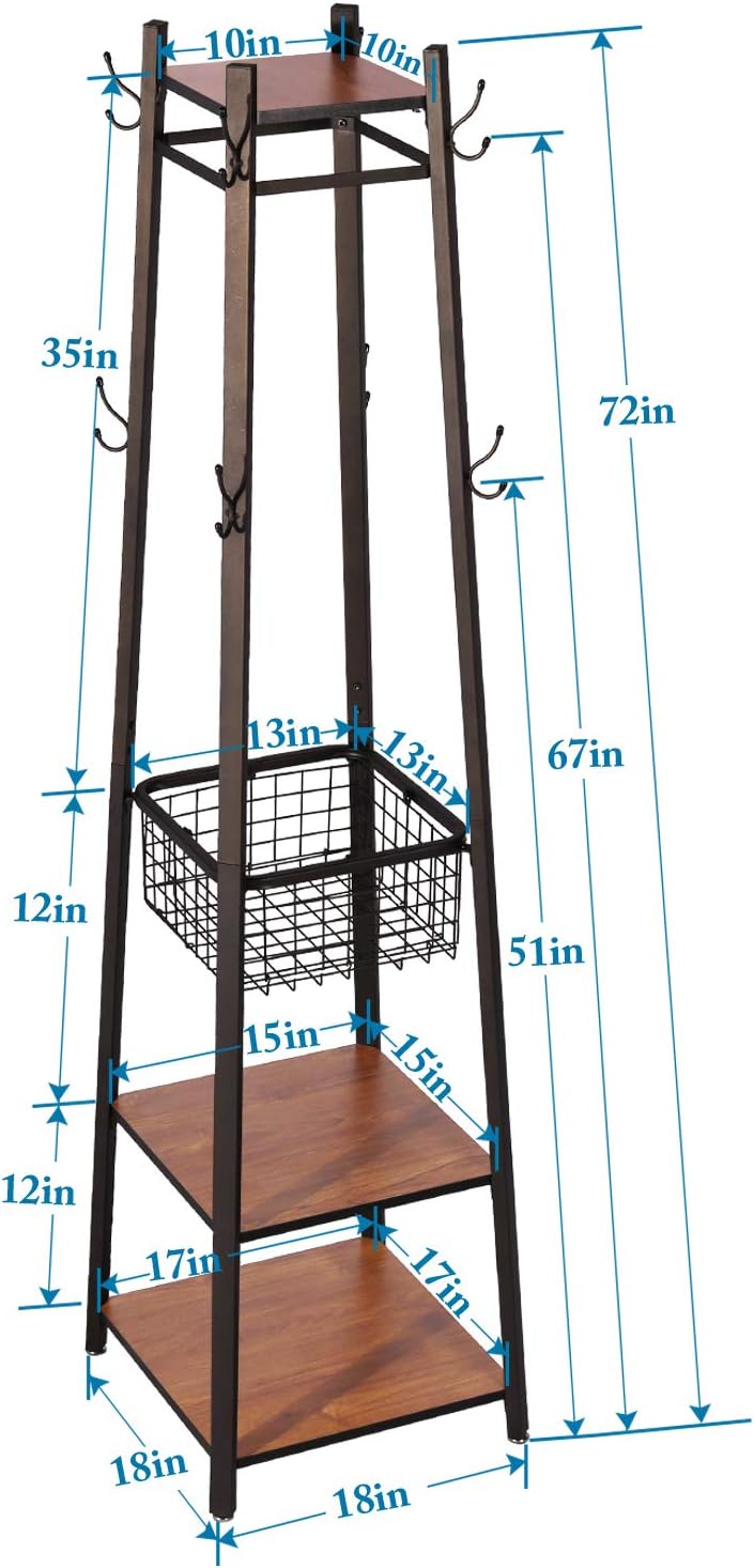 VECELO Coat Rack Freestanding Hall Tree - VECELO
