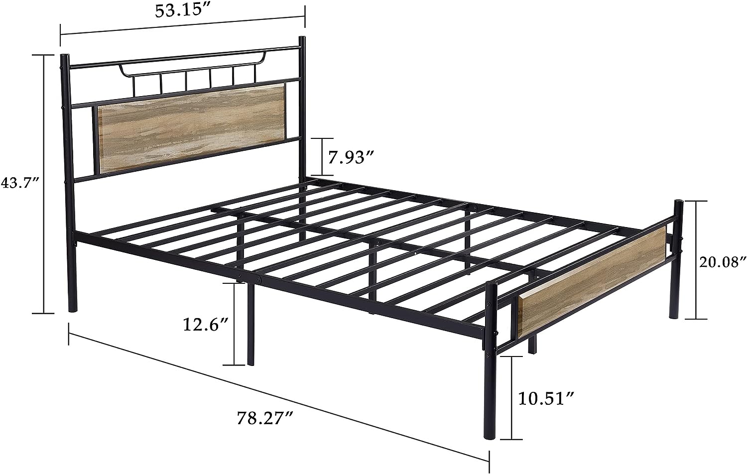 VECELO Platform Bed Frame with Wood Headboard No Box Spring Needed Heavy Duty Steel Slat