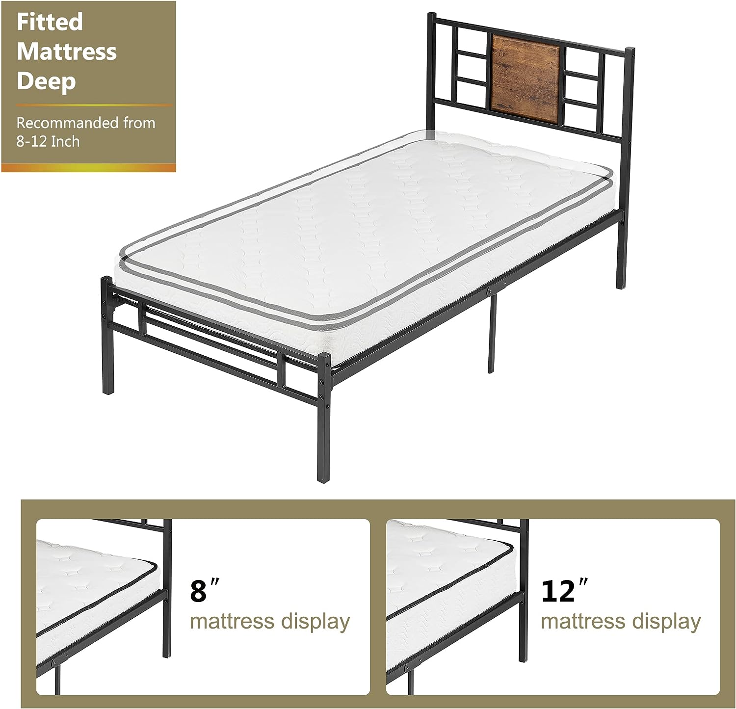 VECELO Platform Bed Frame Mattress Foundation with Headboard and Footboard