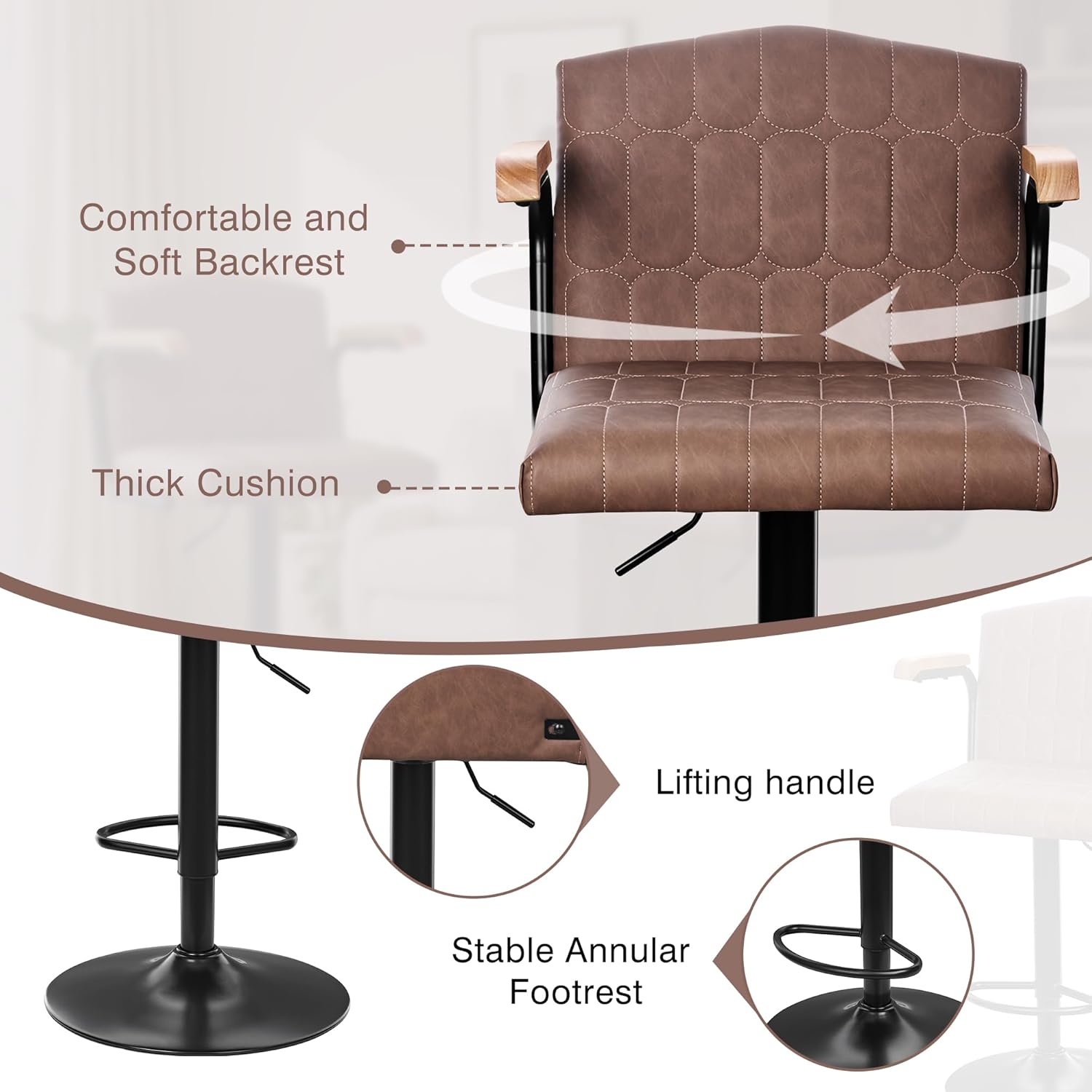 VECELO Bar Stools Set of 2