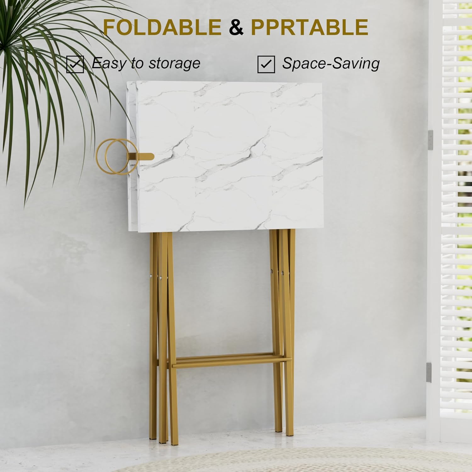 VECELO Folding TV Tray for Eating Set of 2