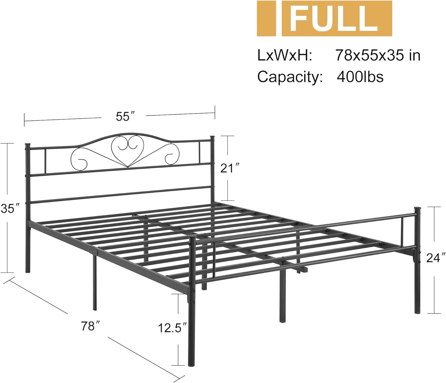 VECELO Metal Platform Bed Frame Mattress Foundation Decorative Headboard & Footboard