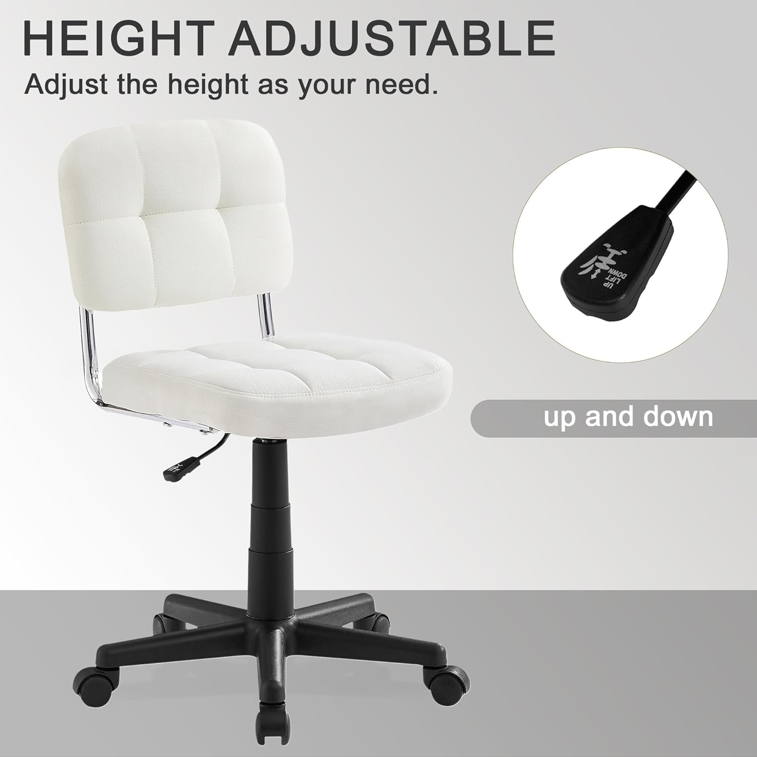 VECELO Modern Armless Home Office Desk Chair for Make Up/Bed Room/Small Space
