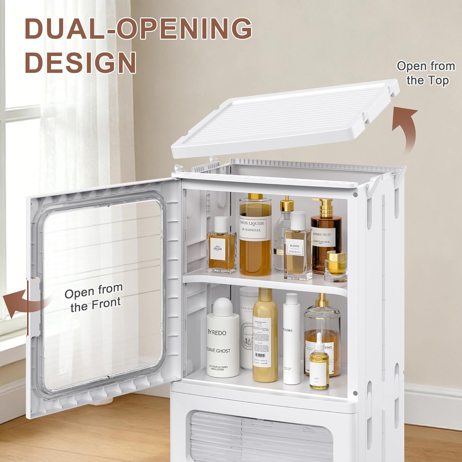 VECELO Narrow Bathroom Storage Cabinet with 2 Drawer