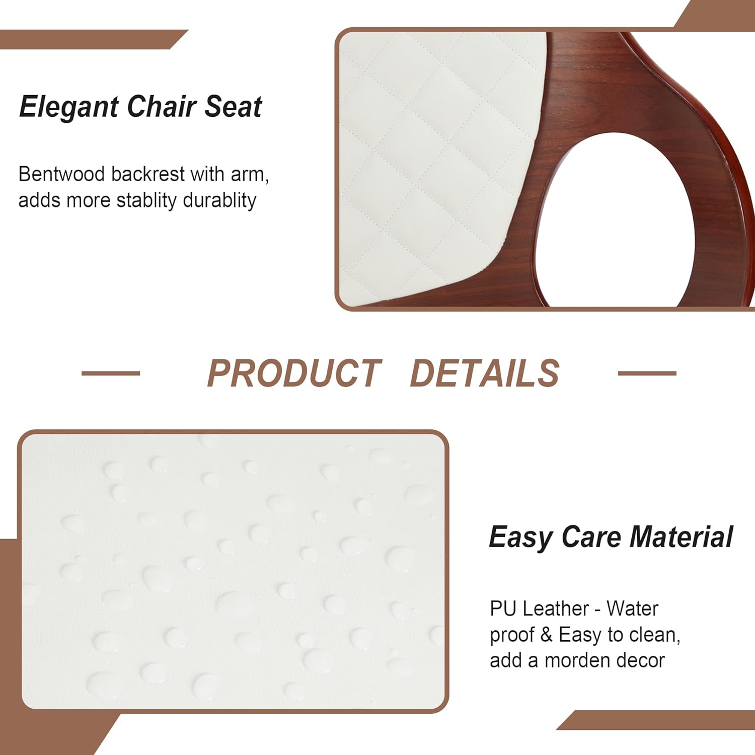 VECELO Bar Stool Set of 2, Counter Height Stools with Bentwood Back - VECELO