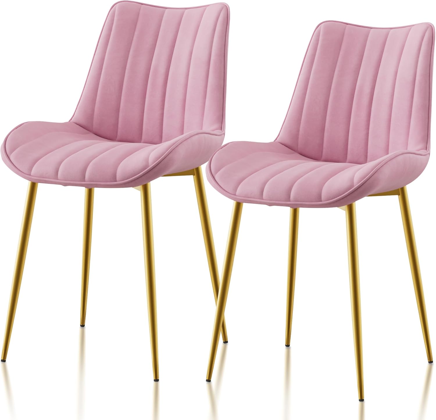 VECELO Dining Chairs, Velvet Fabric & Metal Frame