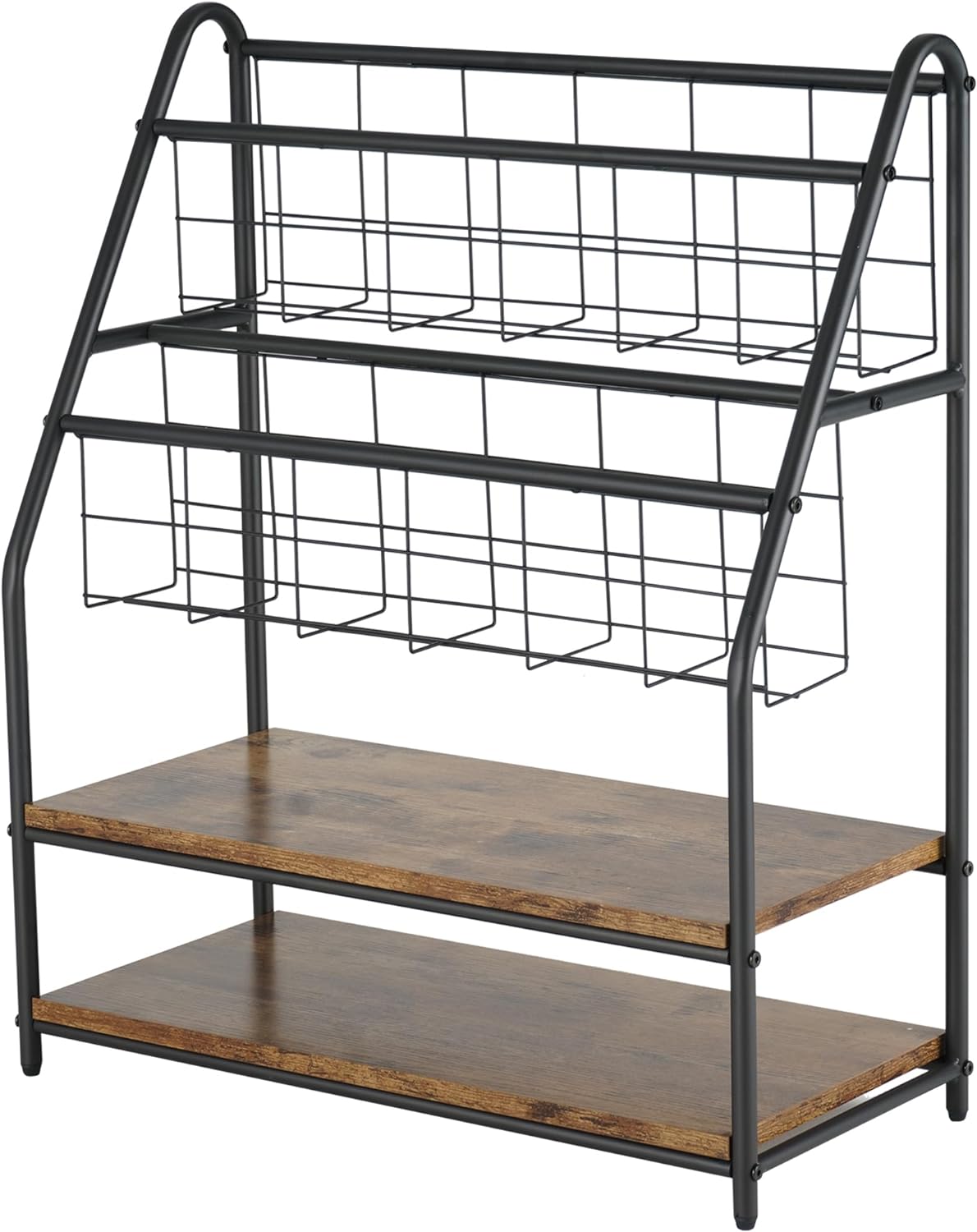 VECELO Newspaper Magazine Holders,2-Tier Metal Racks Brochure Display Stand