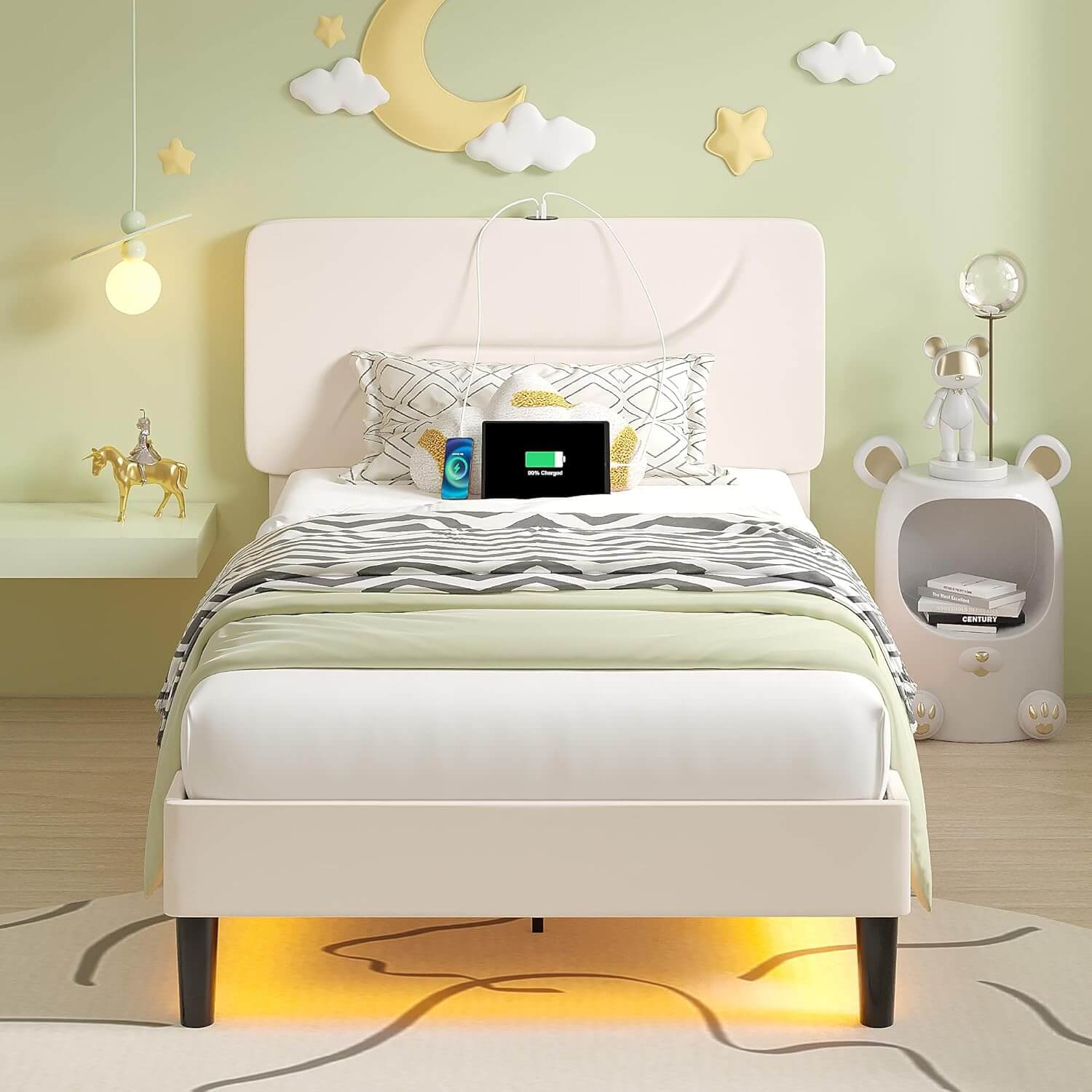 VECELO Bed Frame with LED Lights - VECELO
