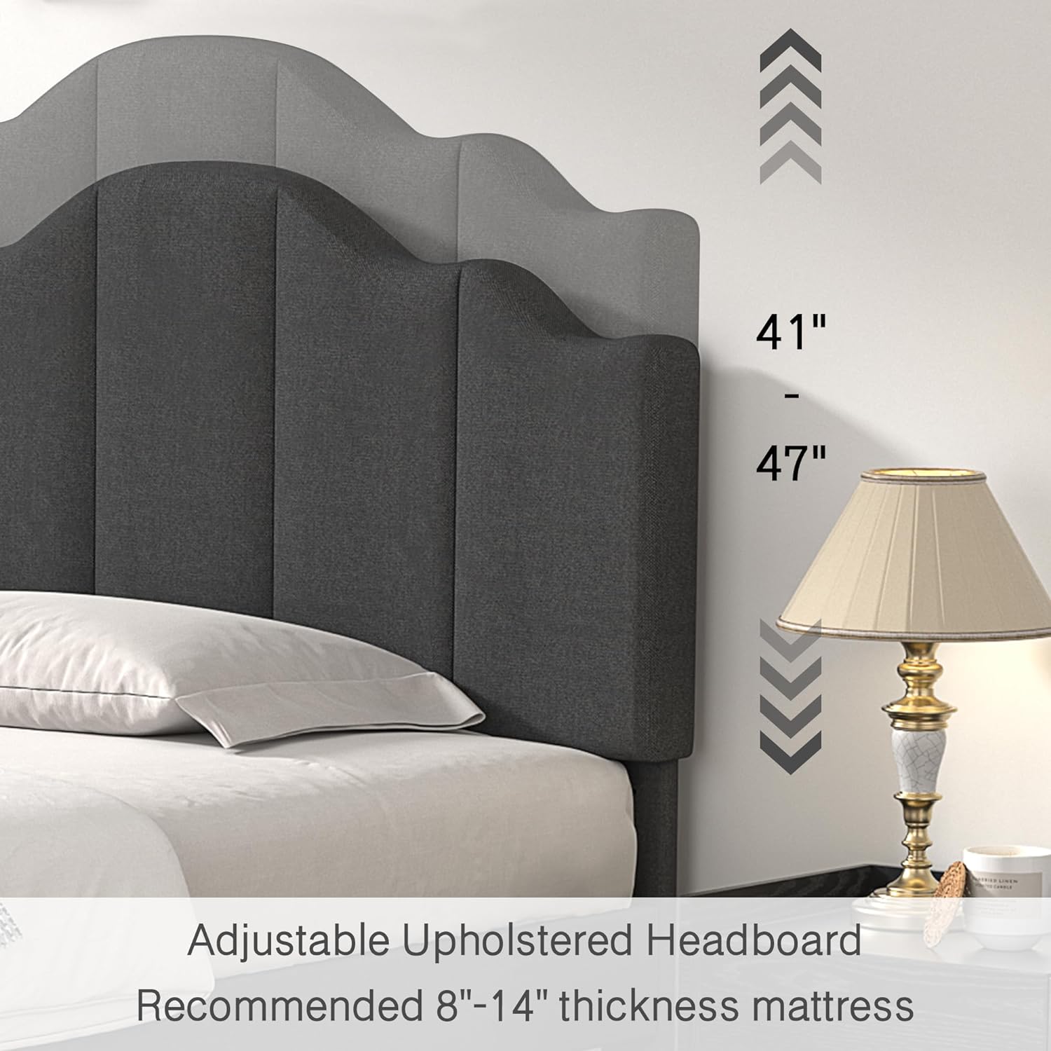 VECELO Upholstered Platform Bed,Mattress Foundation with Headboard