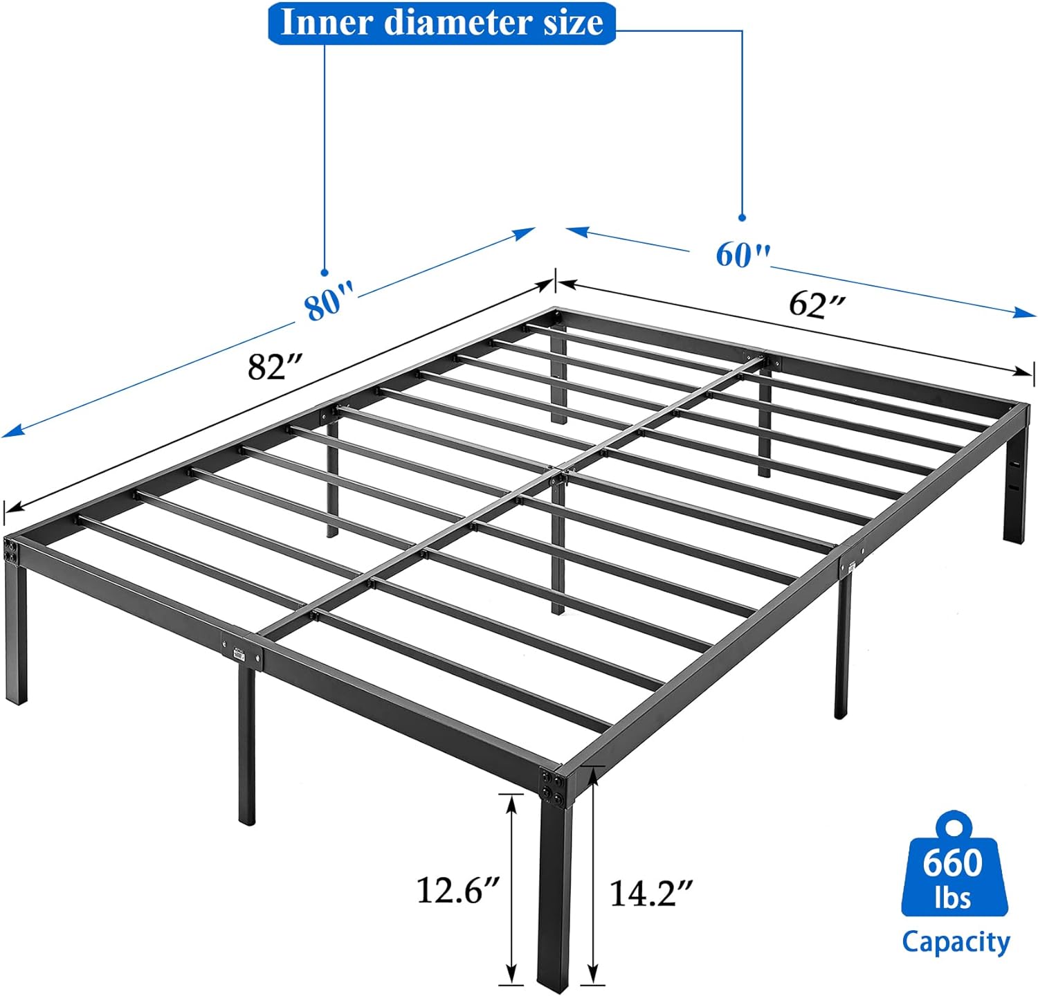 VECELO Metal Platform Bed Frame Heavy Duty Steel Slat, No Box Spring Needed