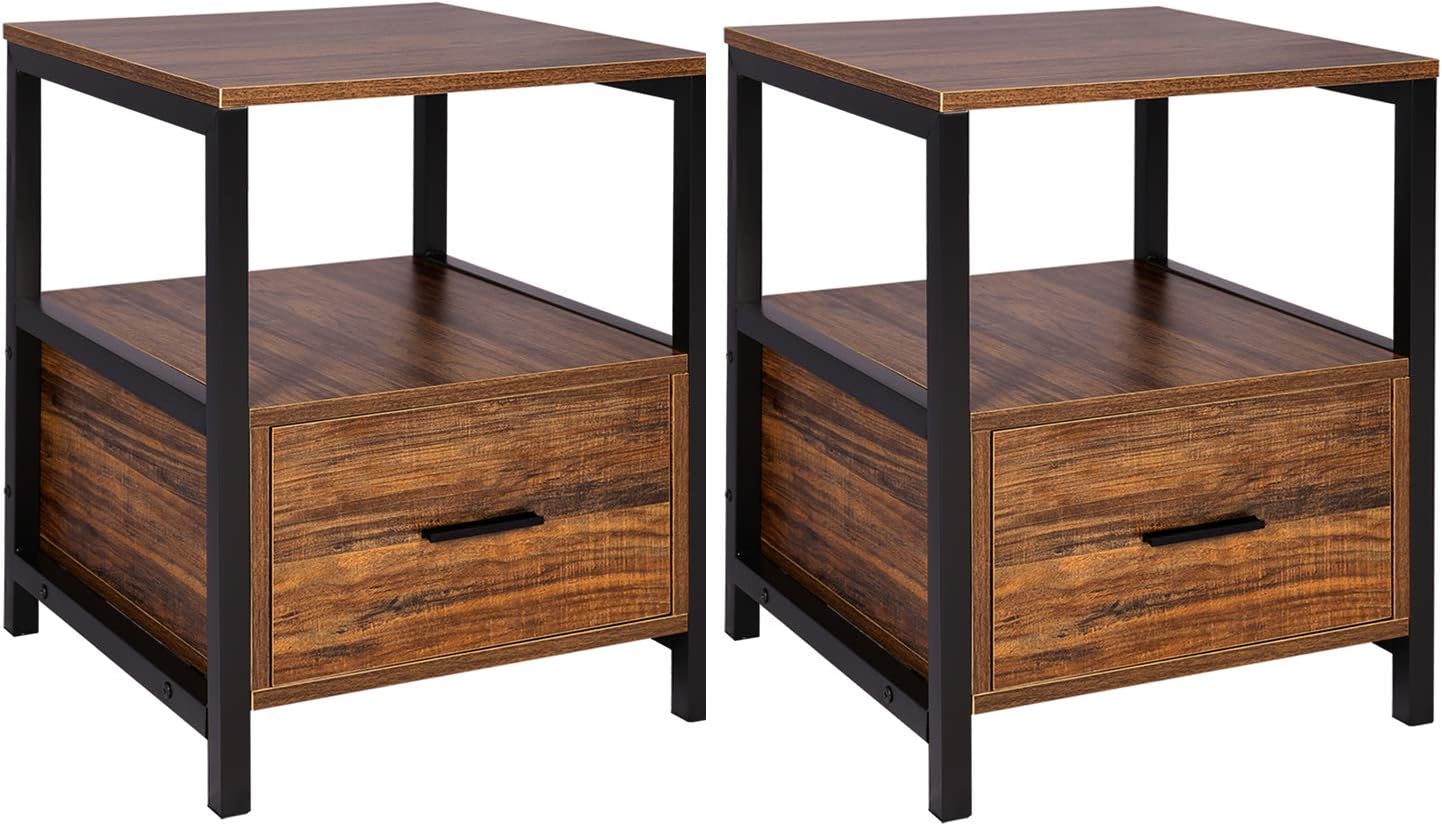 VECELO Nightstand Set of 2 with Drawer