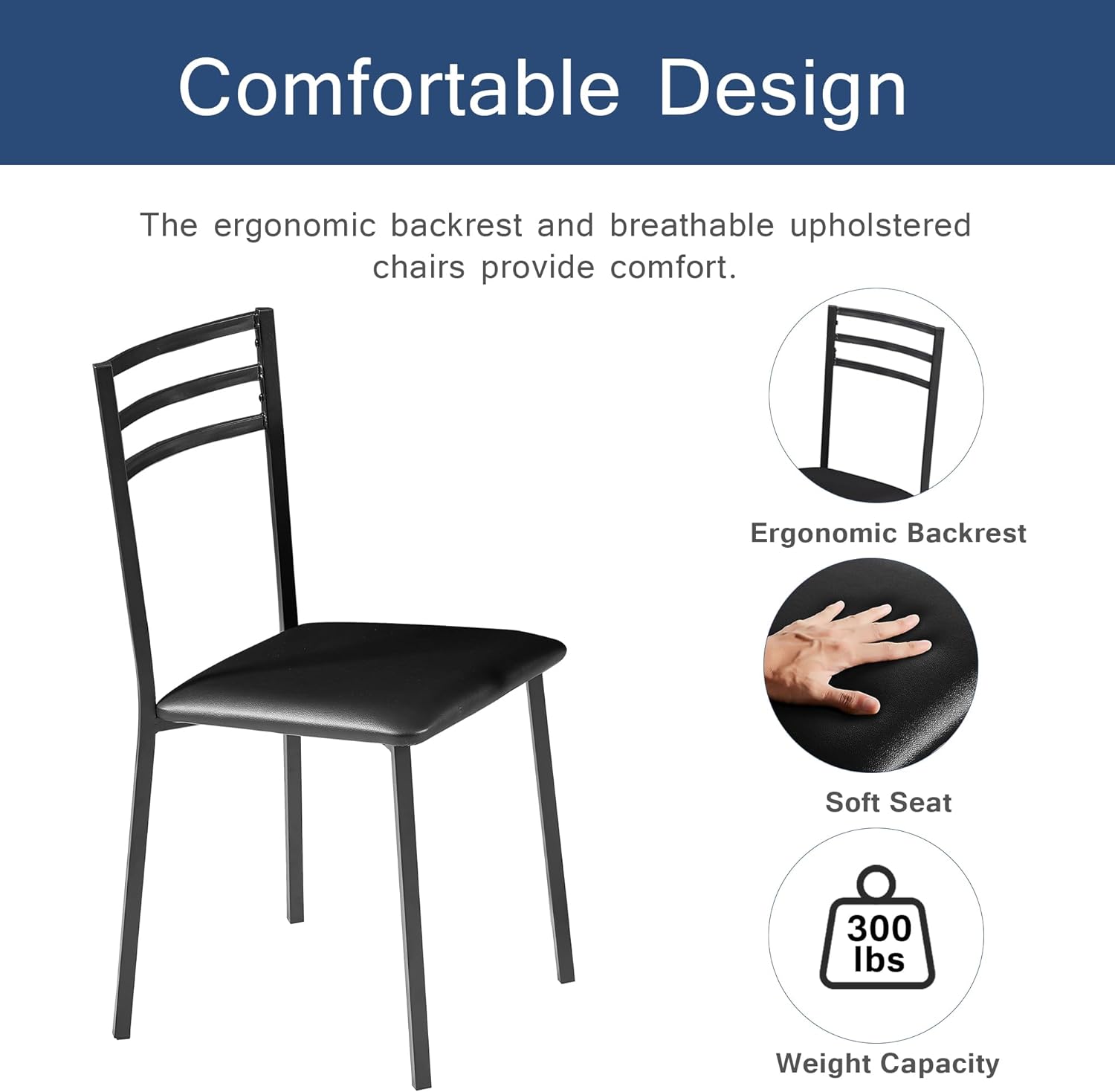 VECELO 3 Piece Kitchen Dining Room Set - VECELO