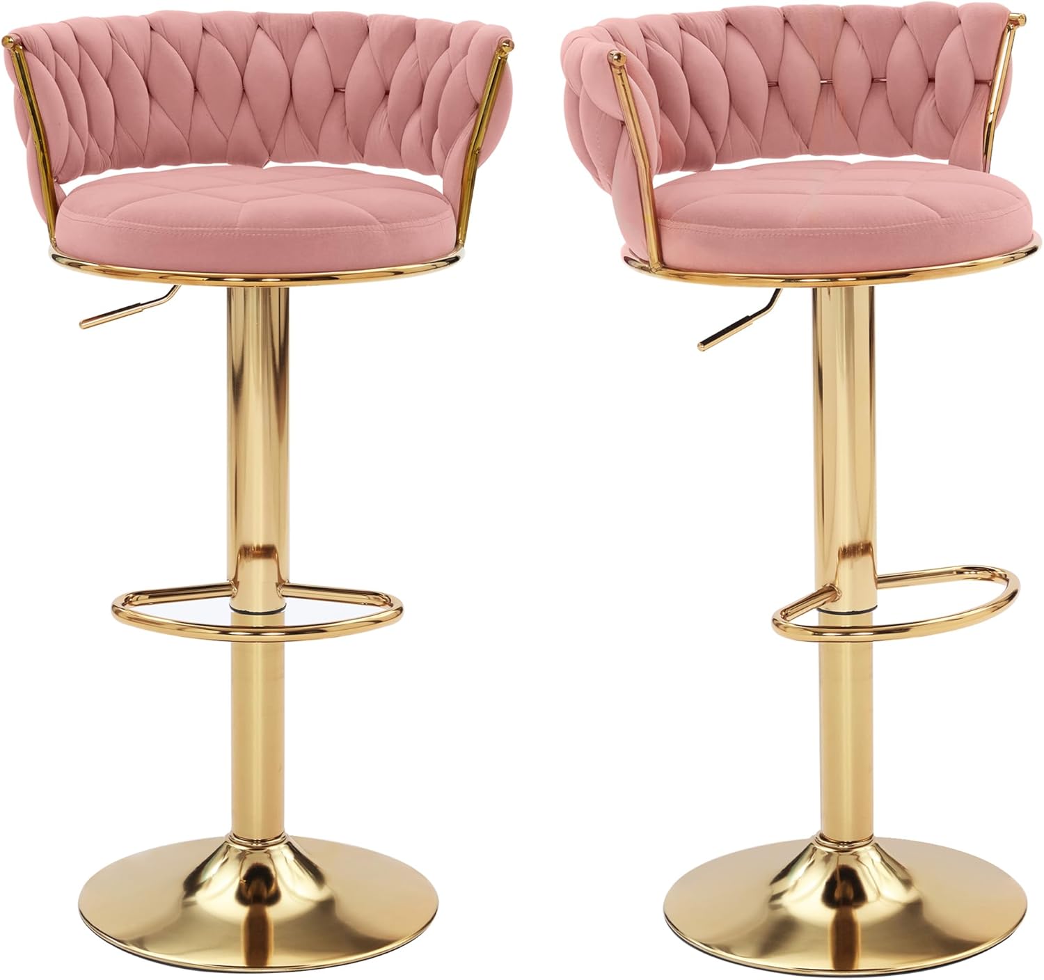 VECELO Bar Stools Set of 2, Adjustable Barstools Counter Height Stools with Back and Arm - VECELO