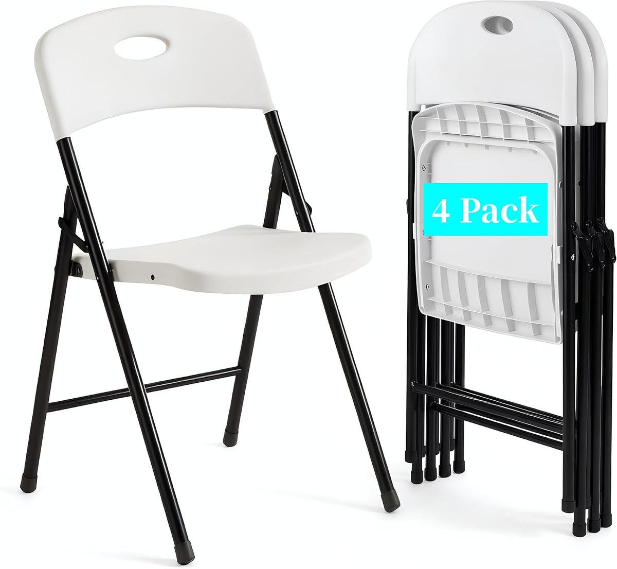 VECELO Folding Chairs 4 Pack for Indoor/Outdoor Use