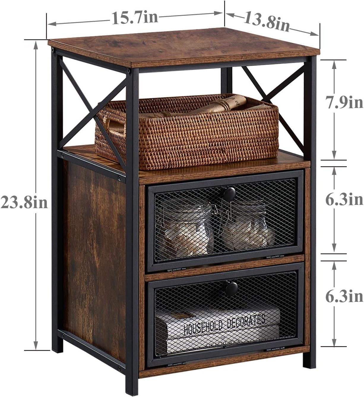 VECELO Nightstand, End Table with flip Drawer, 1 Pack/2 Packs