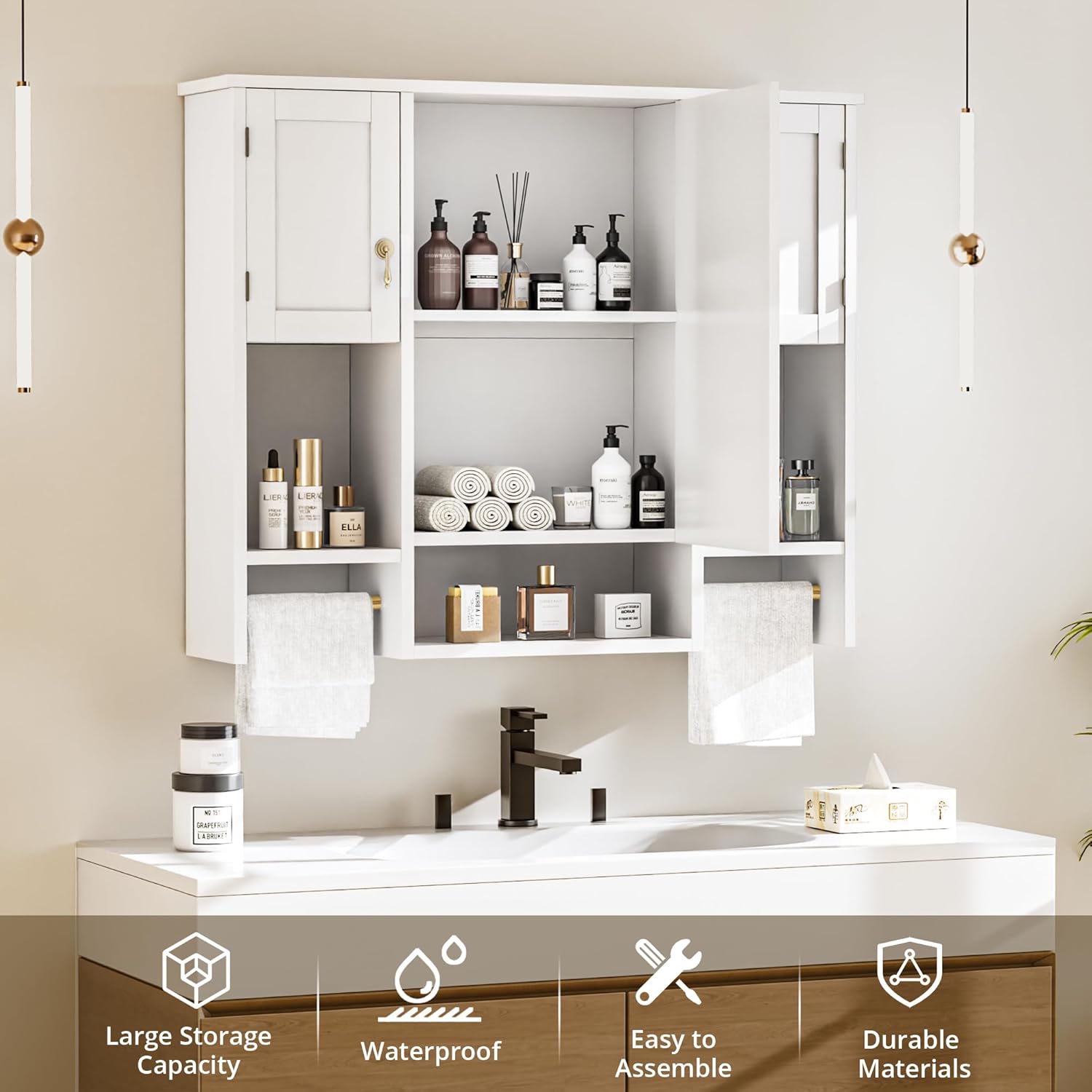 VECELO Bathroom Wall Cabinet with Mirror