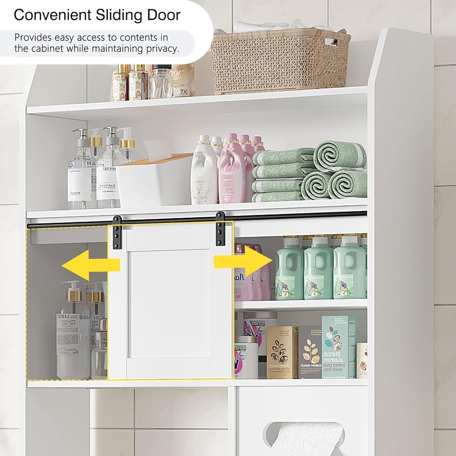 VECELO Over The Toilet Storage Cabinet with Sliding Doors