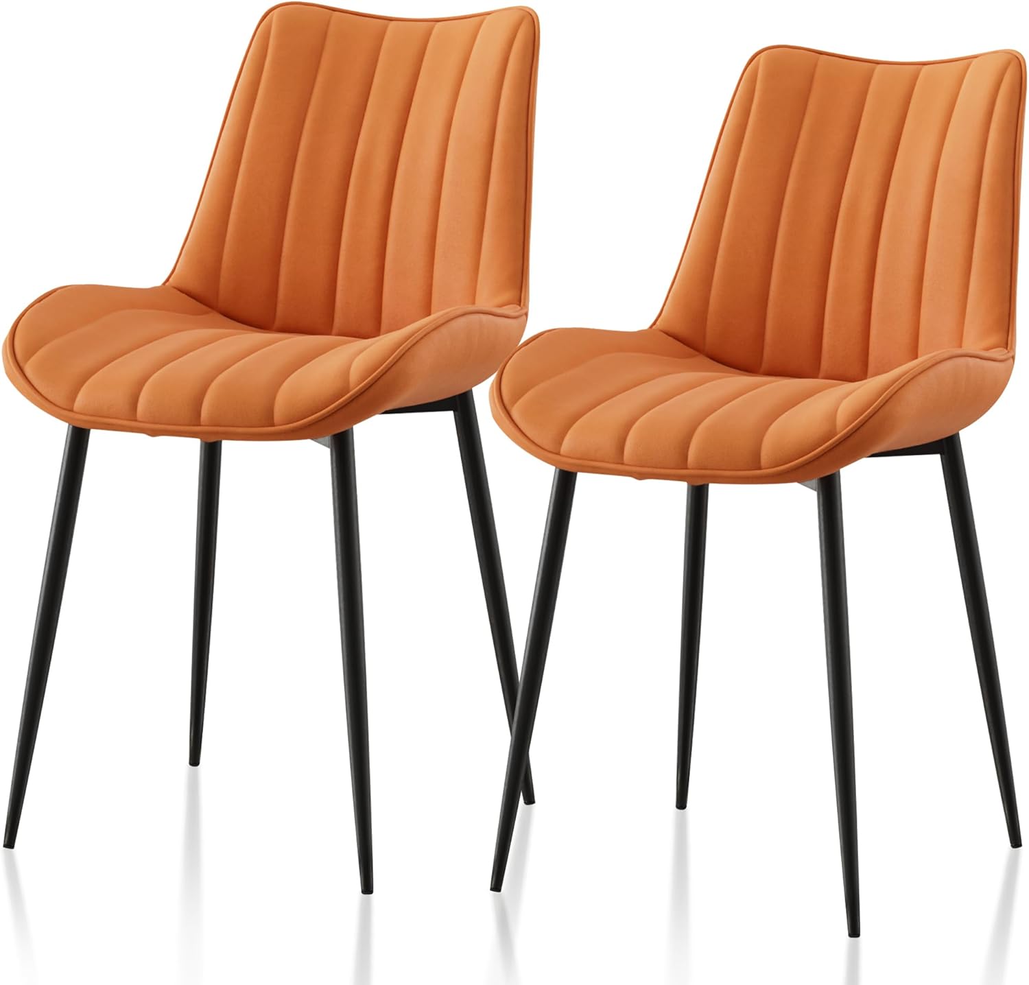 VECELO Dining Chairs Set of 2, Velvet Fabric & Metal Frame