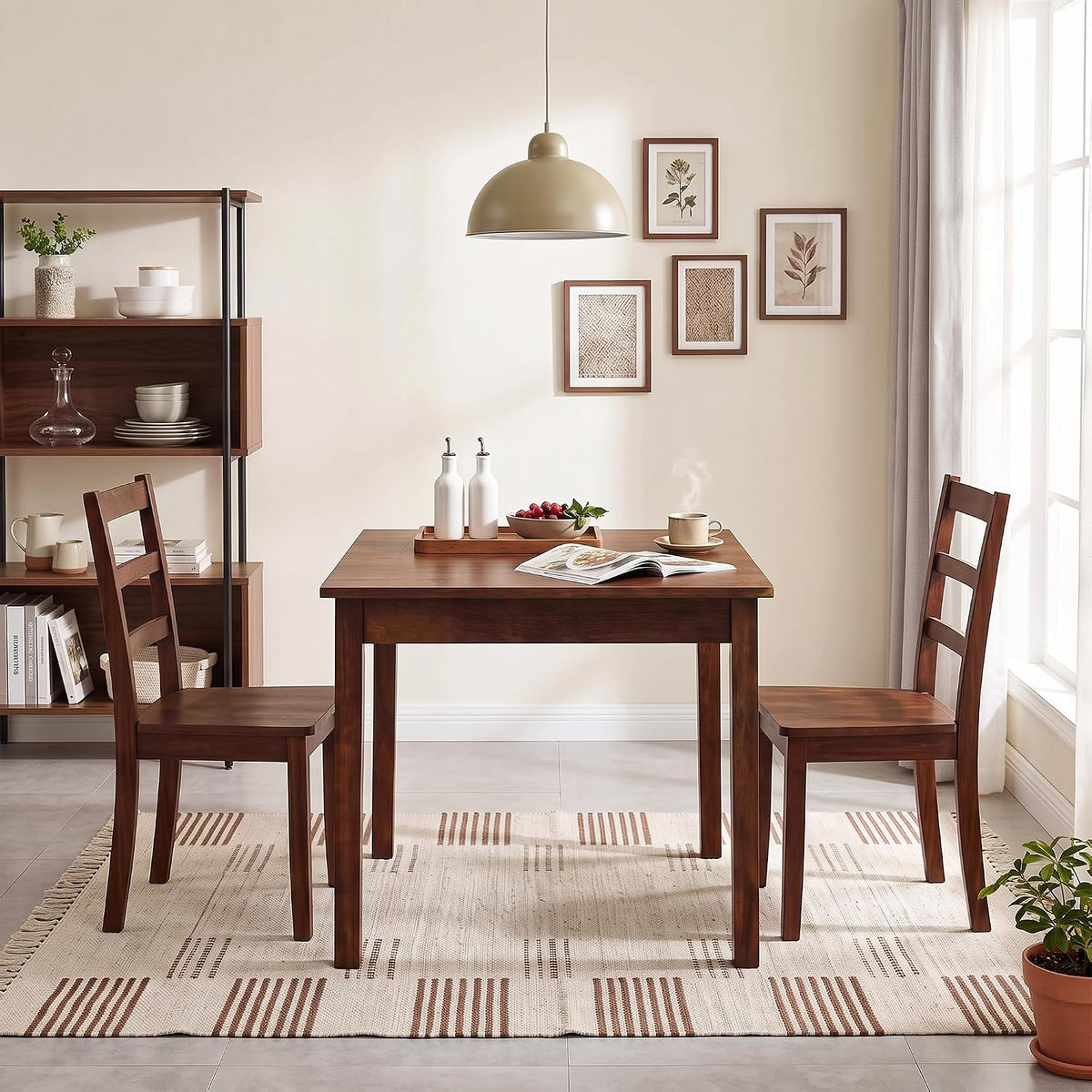 VECELO Square Dining Table for 2-4 People 29” x 29” Compact Kitchen Table with Solid Wood Legs