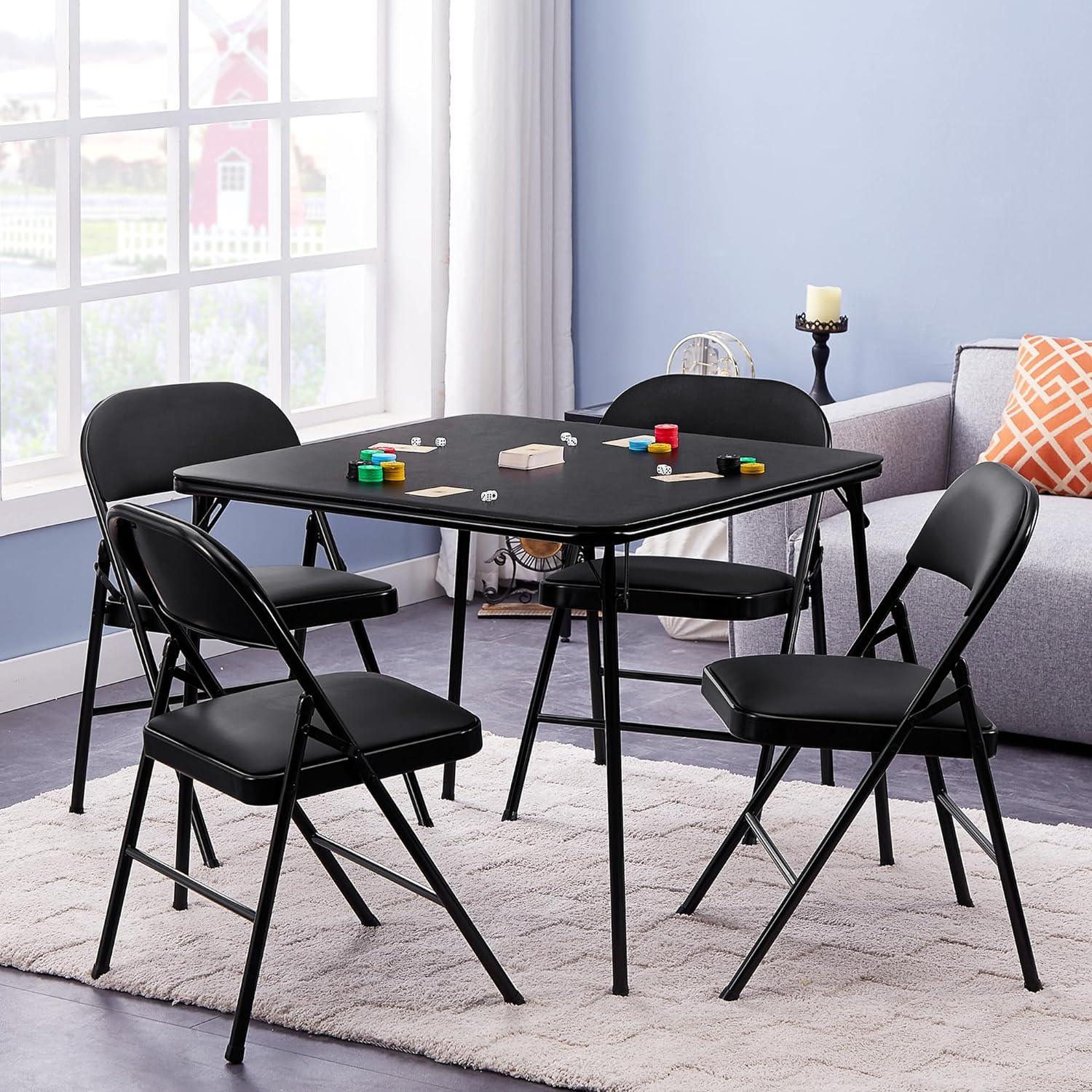 VECELO 4-Pack Folding Chairs Portable Metal with Ultra Soft PU Padded Cushion Seats - VECELO