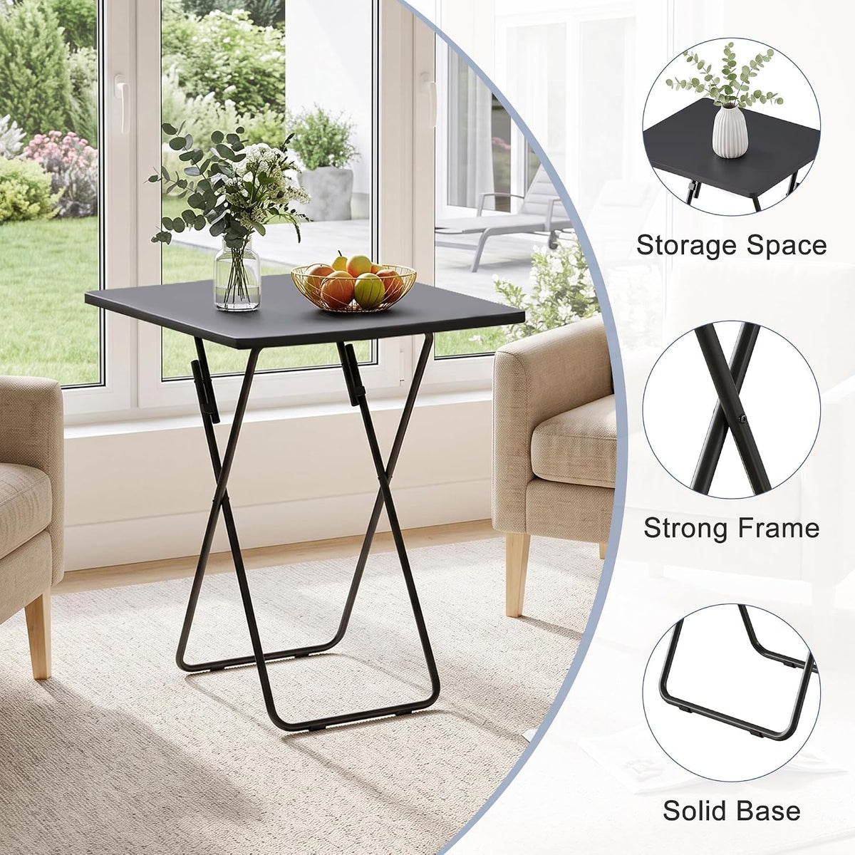 VECELO Folding Table Portable TV Snack Trays No Assembly Required