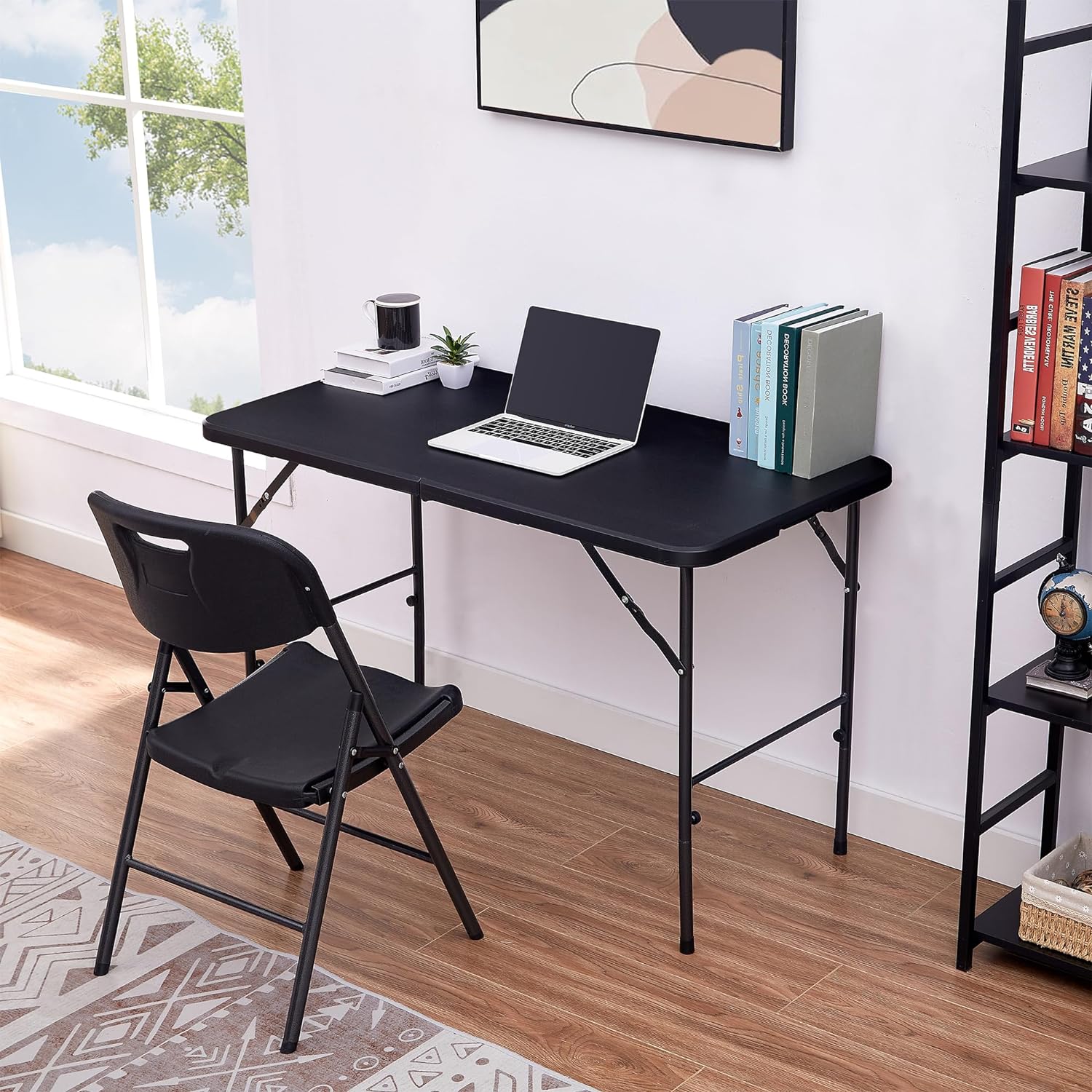 VECELO Folding Plastic Card Table Square with Mesh Bag