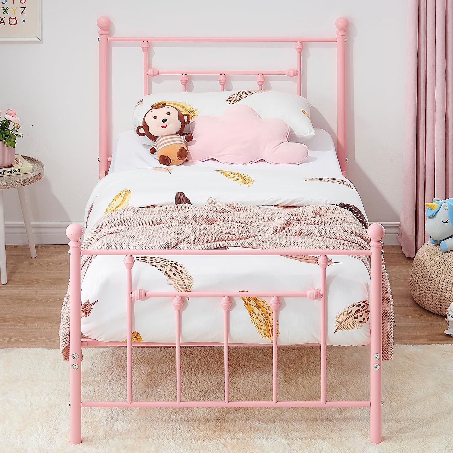 VECELO Twin Size Metal Platform Bed Frame for Girls Kids